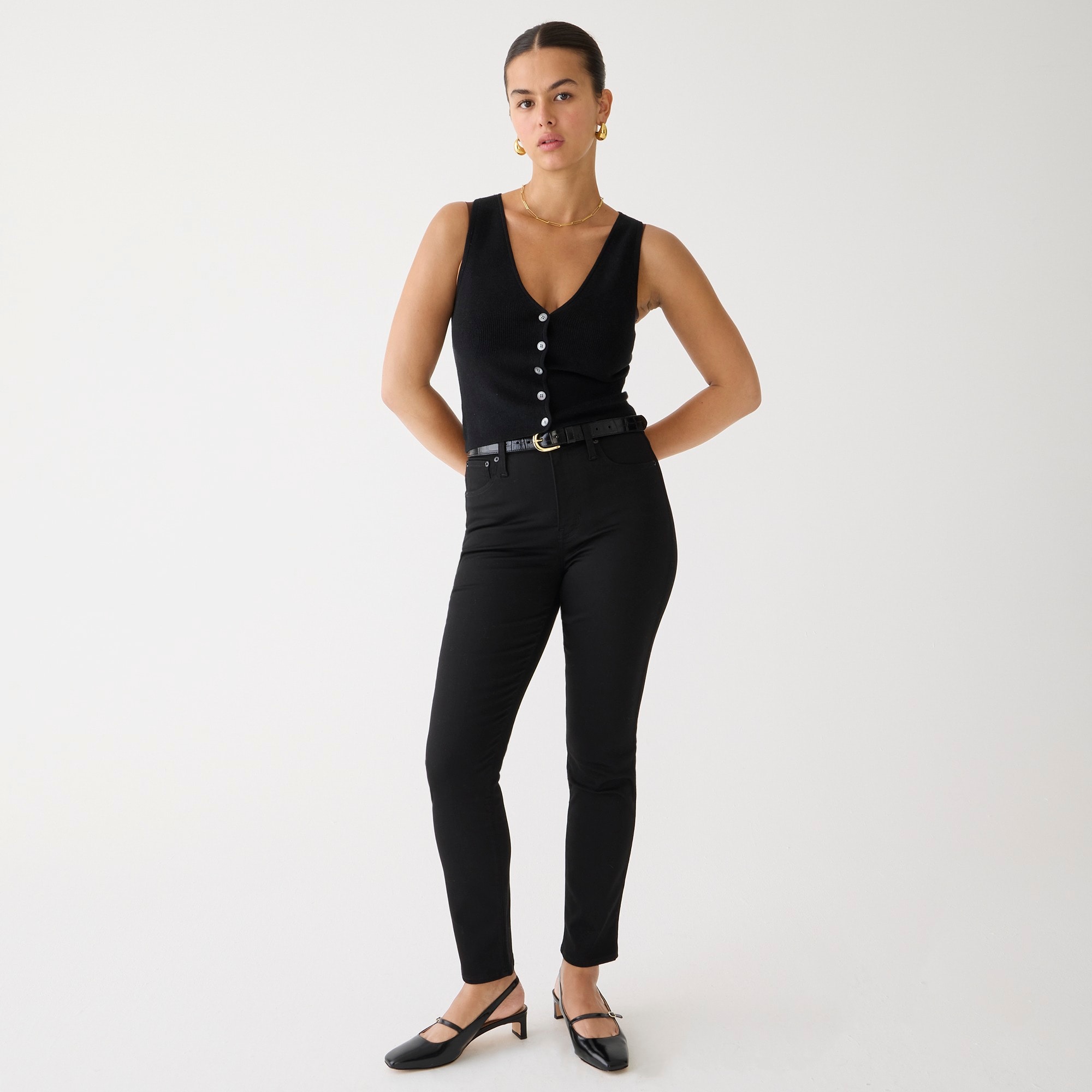 womens Petite curvy vintage slim-straight jean in black