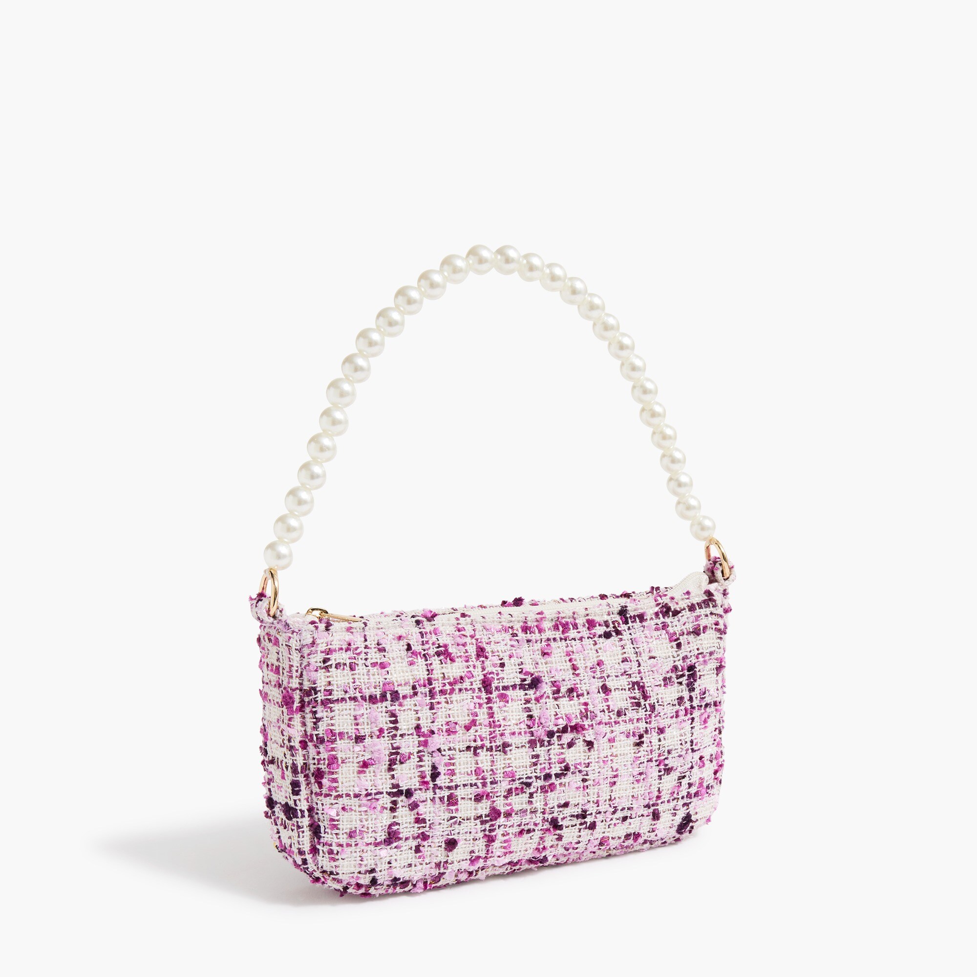 girls' pearl-strap tweed handbag for girls