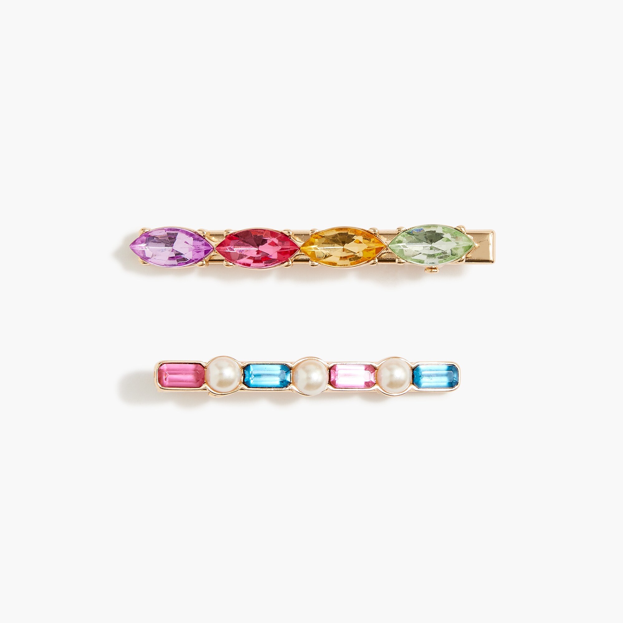 Girls' crystal gem hair clips set-of-two