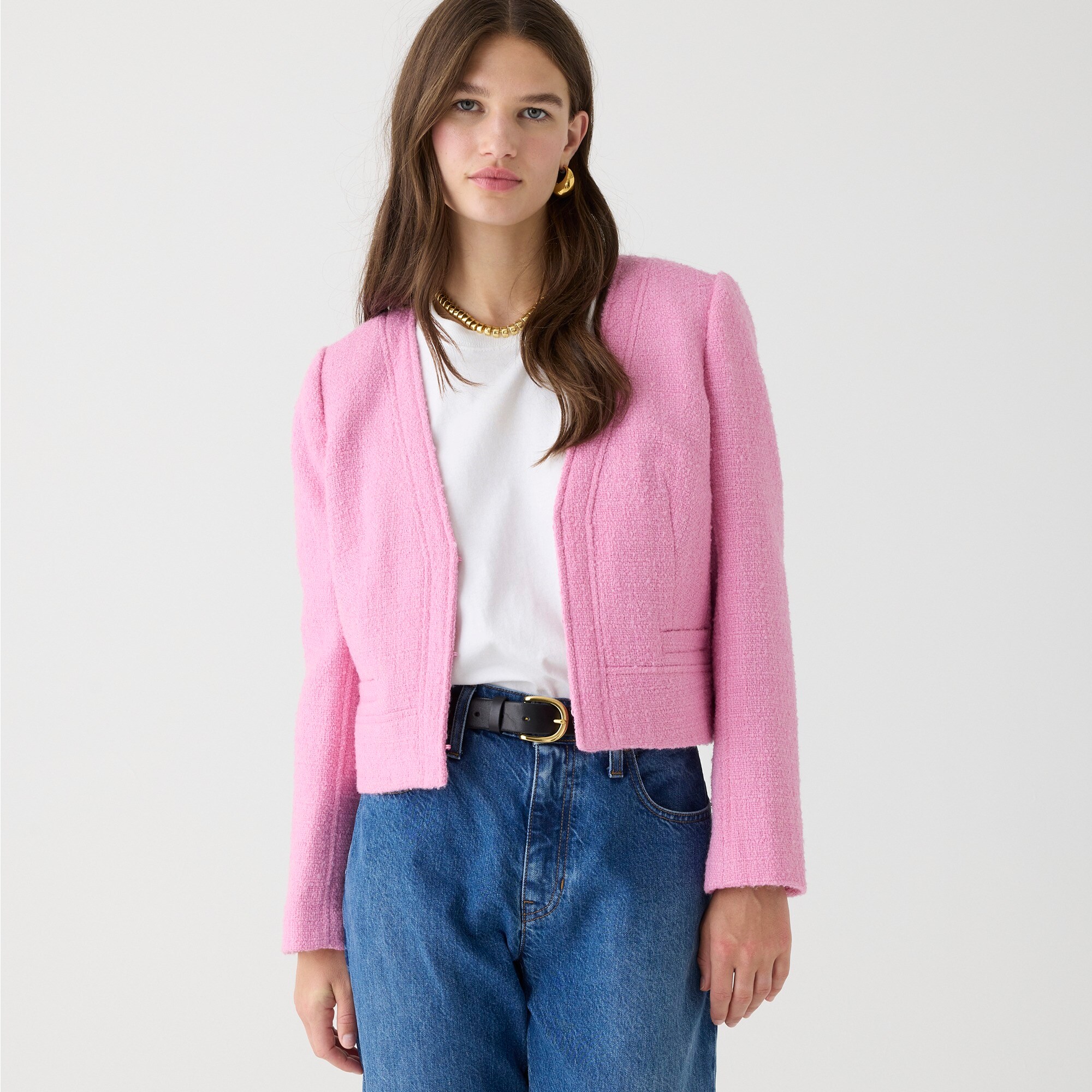 womens Collarless lady jacket in maritime tweed