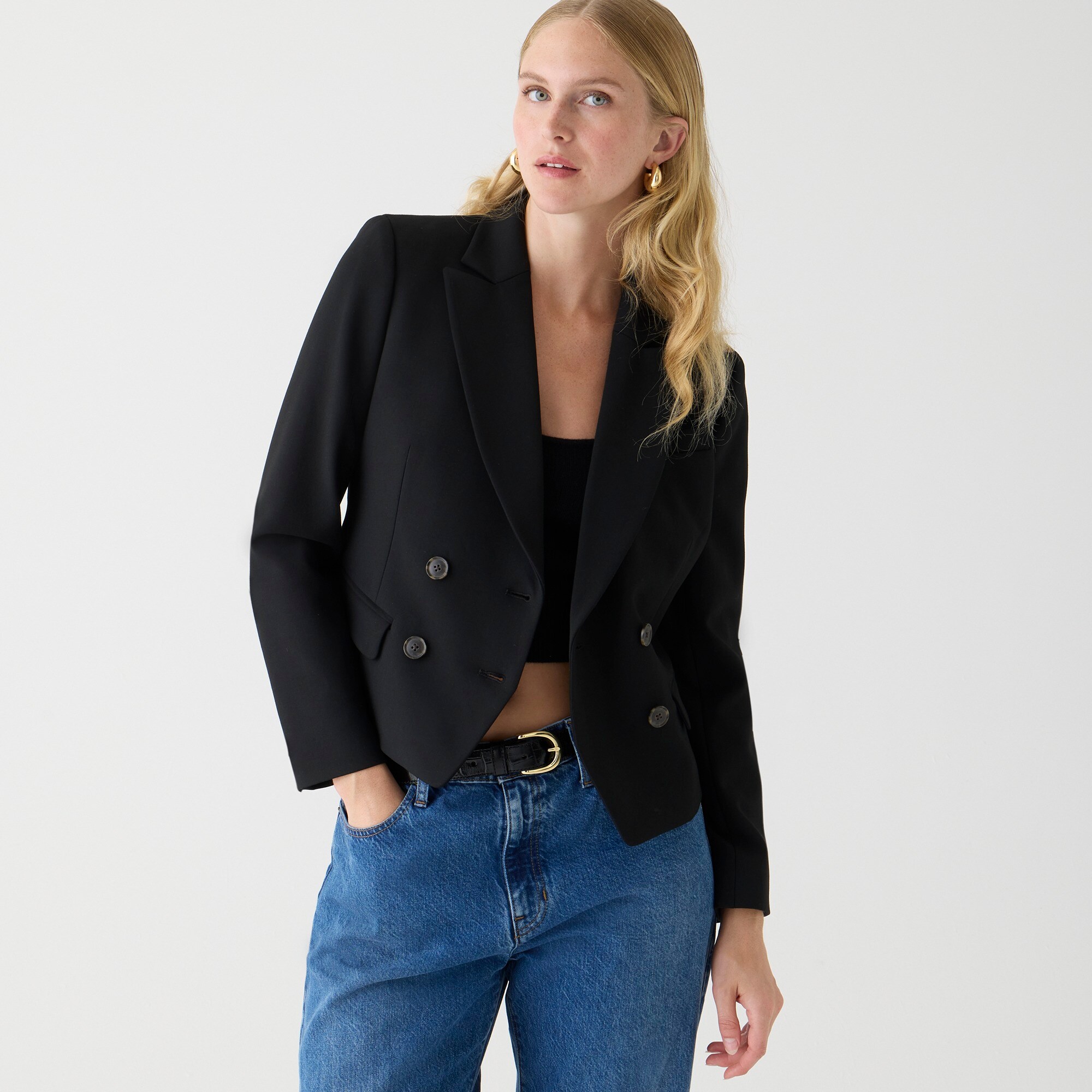j.crew: slim-fit double-breasted blazer in four-season stretch for women