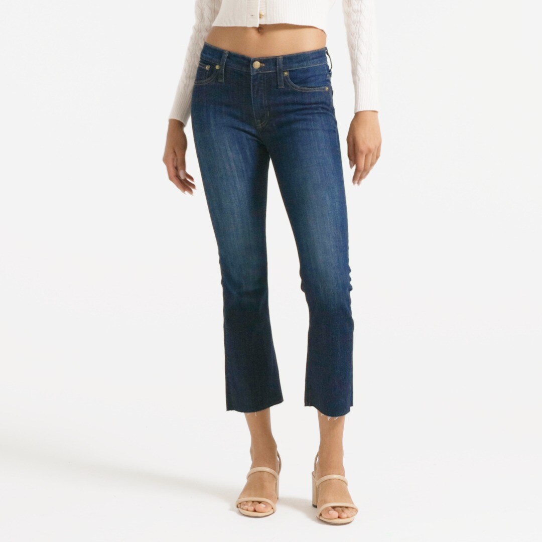 Petite 9&quot; demi-boot crop jean in Dark Worn wash