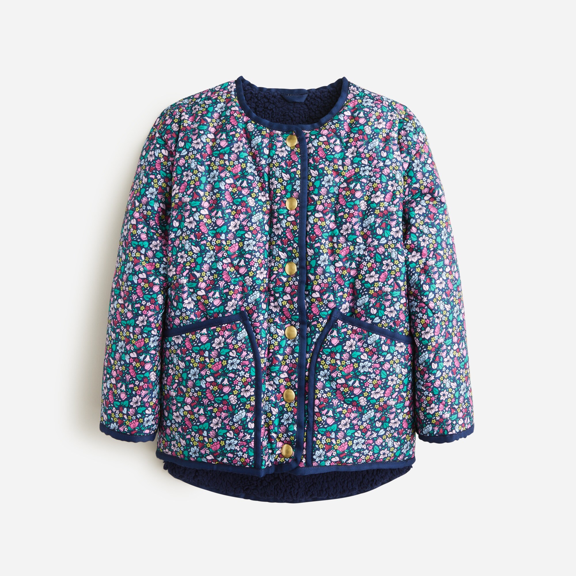  Girls' reversible quilted sherpa jacket