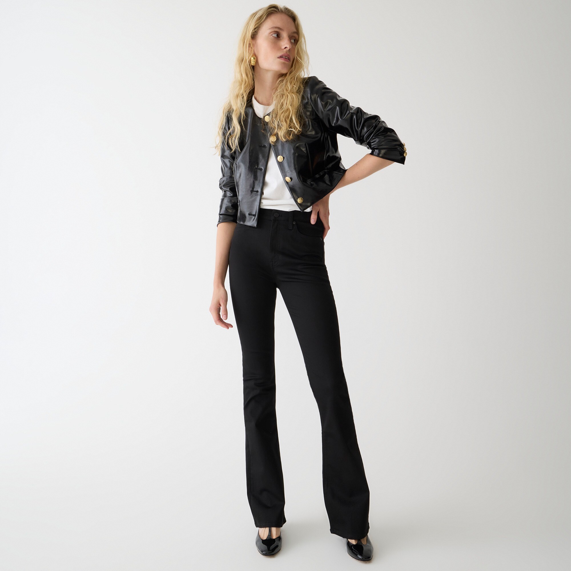 Black skinny flare jeans on sale