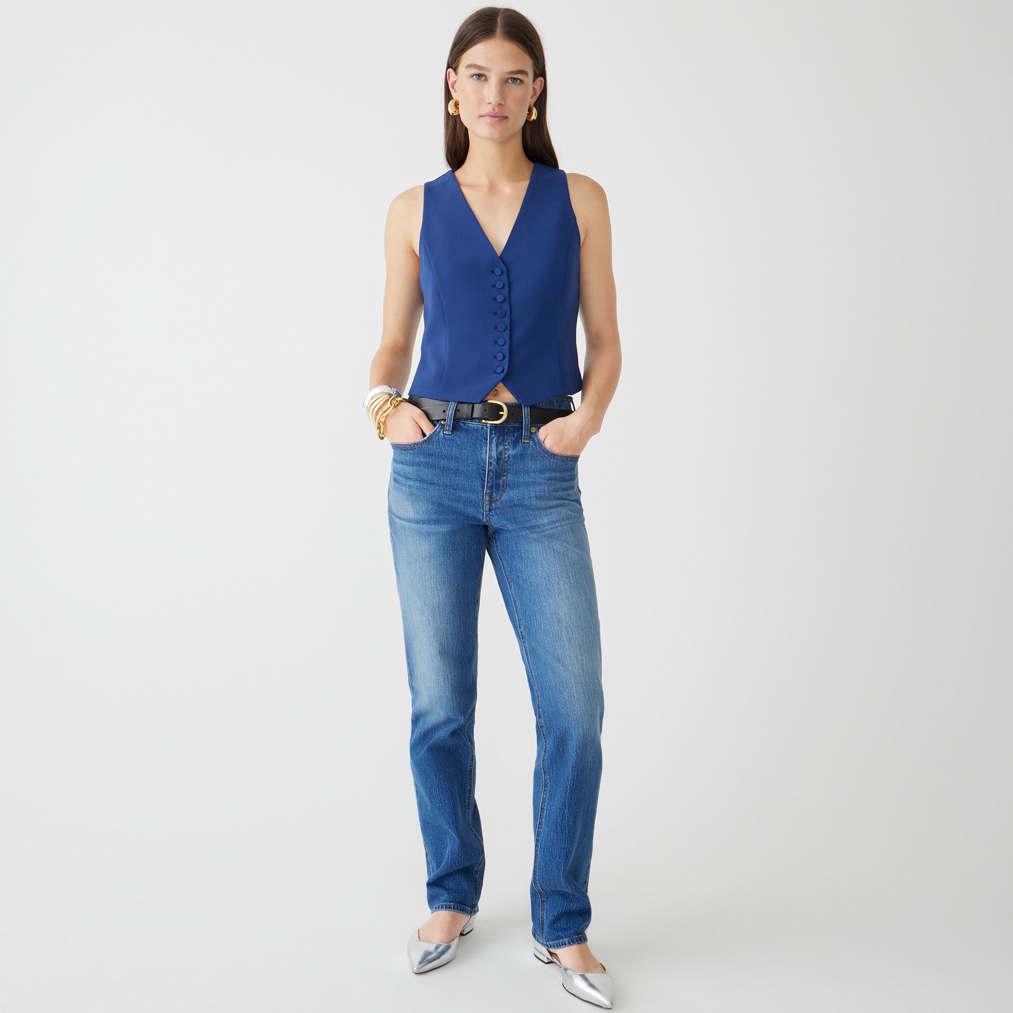 j.crew: mid-rise '90s classic straight-fit jean in birchwood wash for women