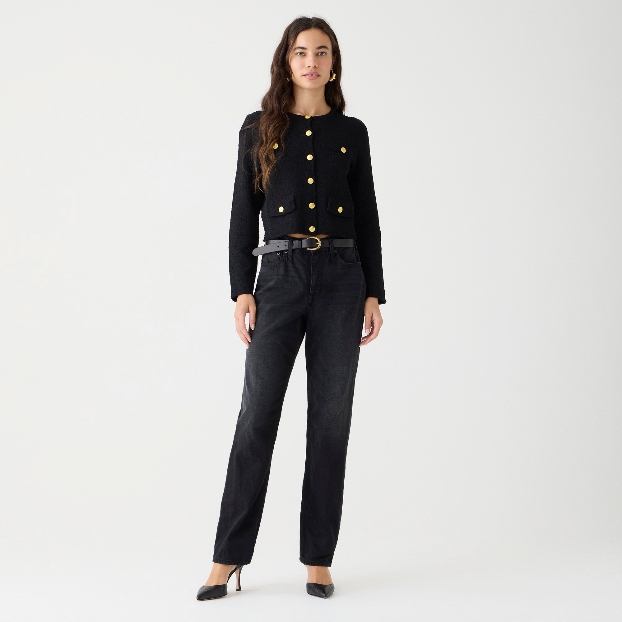 j.crew: mid-rise '90s classic straight-fit jean in charcoal wash for women