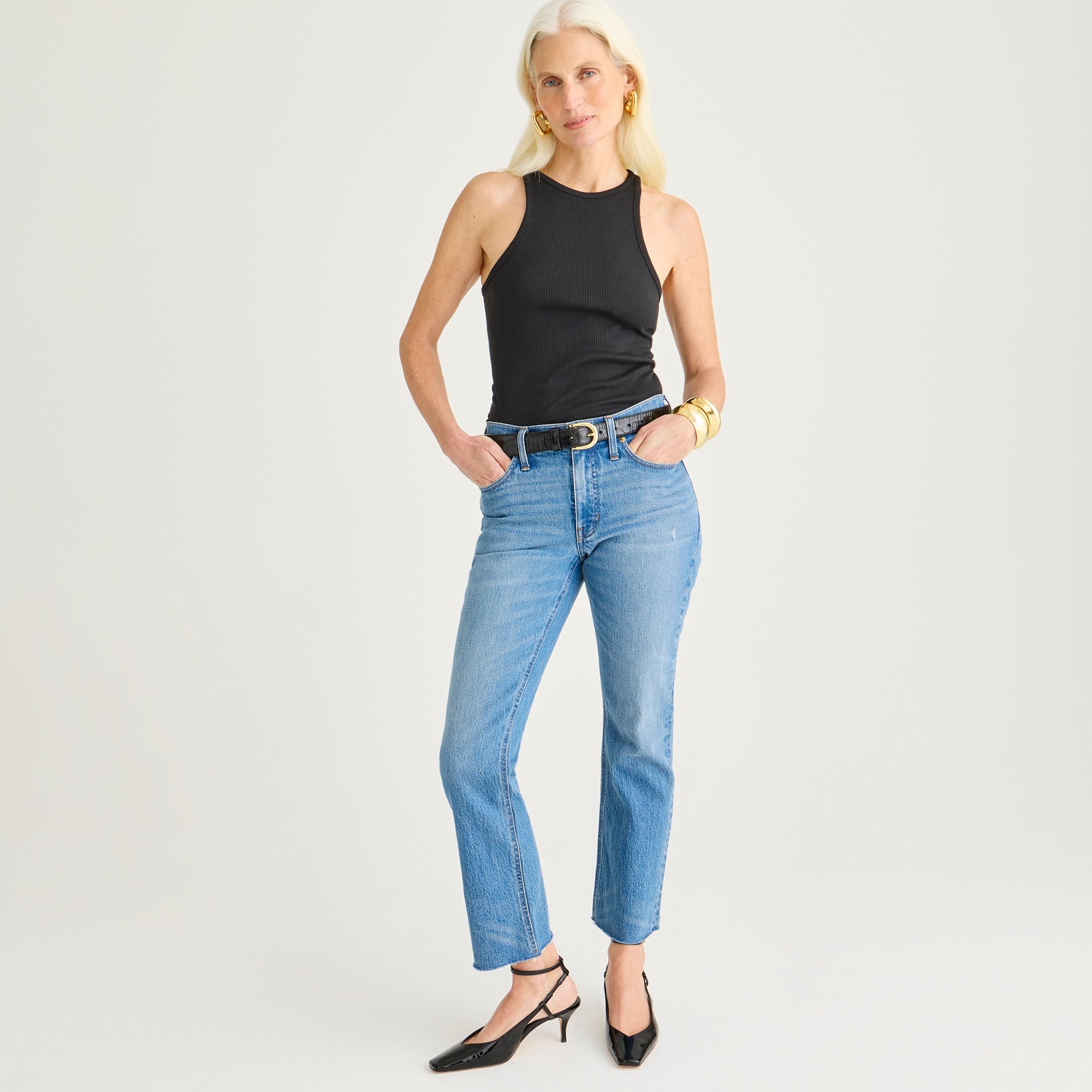 Petite 9" demi-boot crop jean in Clyde wash