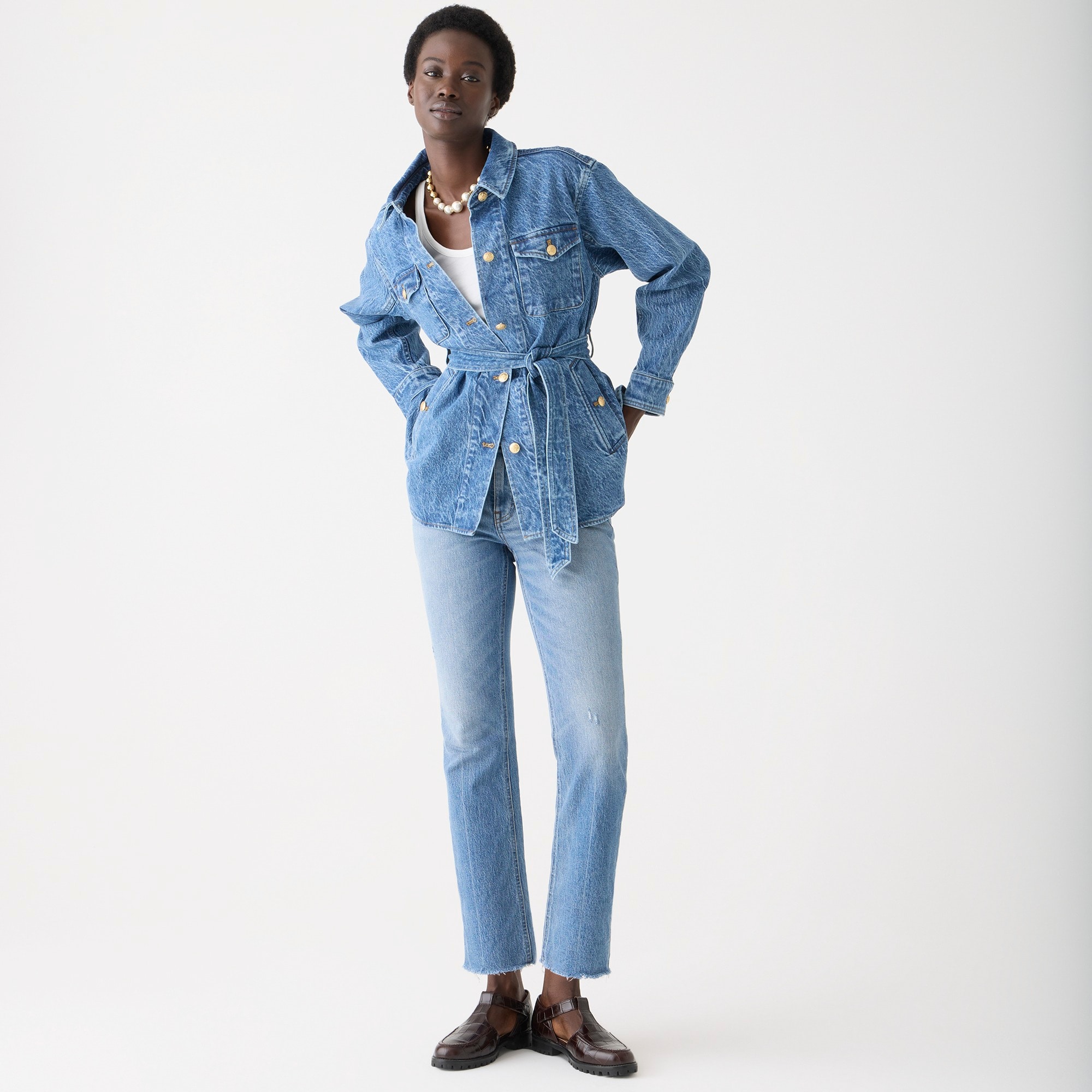  Tall 9&quot; demi-boot crop jean in Brommell wash