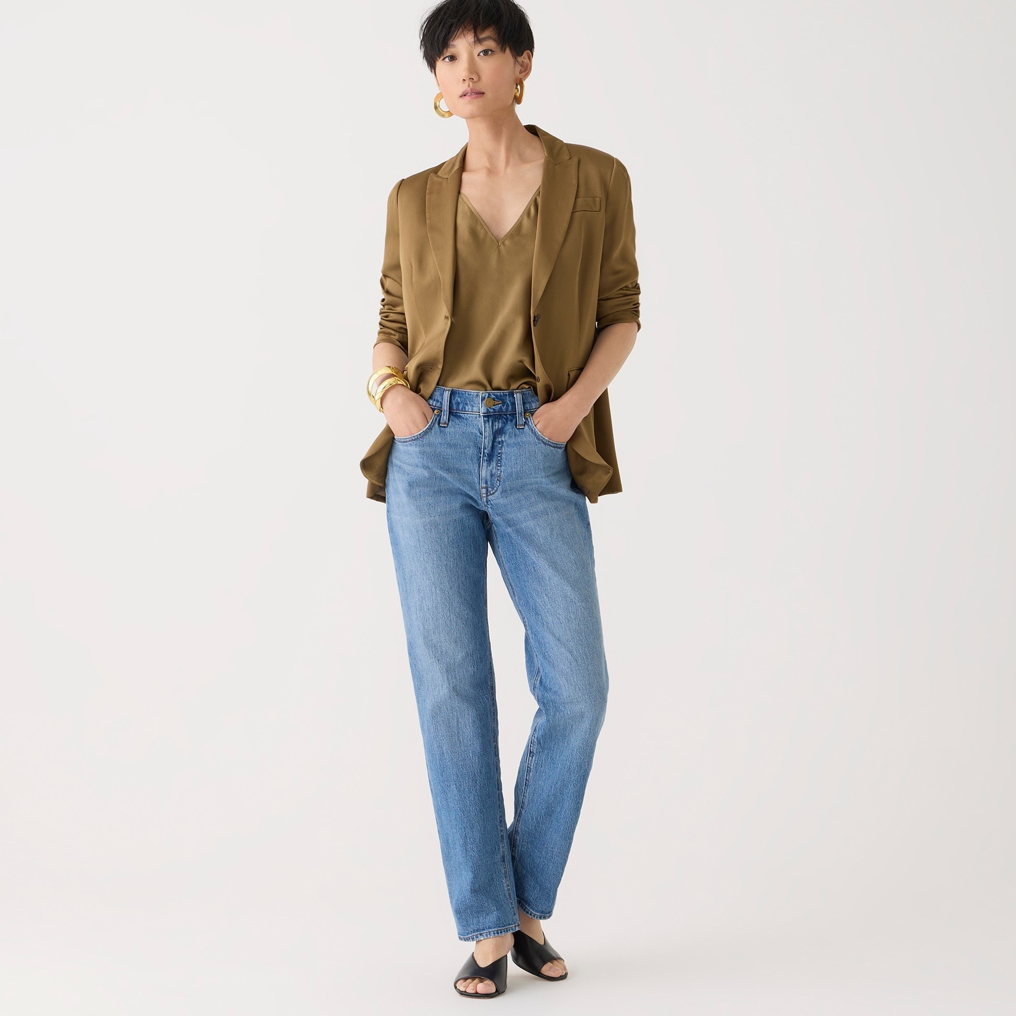 j.crew: mid-rise '90s classic straight-fit jean in pheasant wash for women