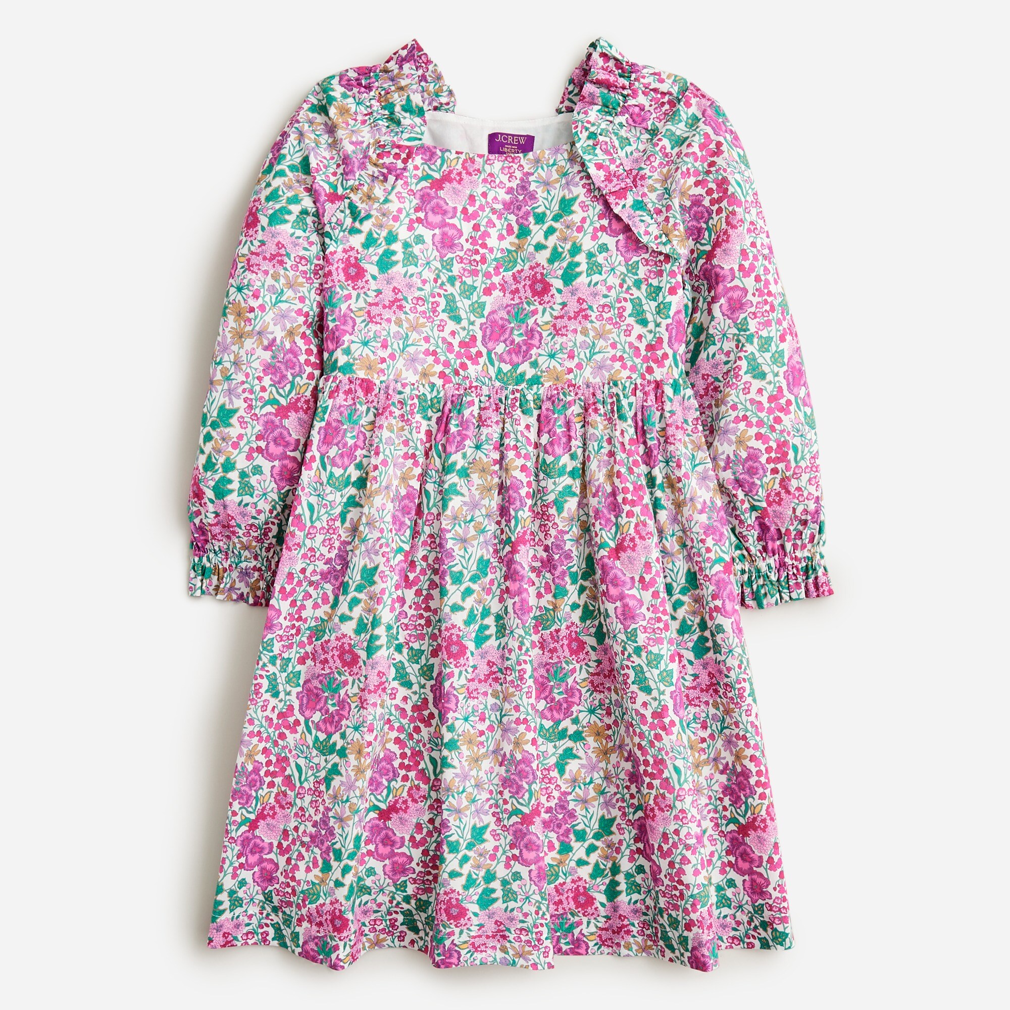 Girls' ruffle cap-sleeve dress in Liberty® Edna Floral fabric