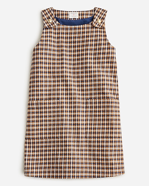  Girls' plaid button-strap dress