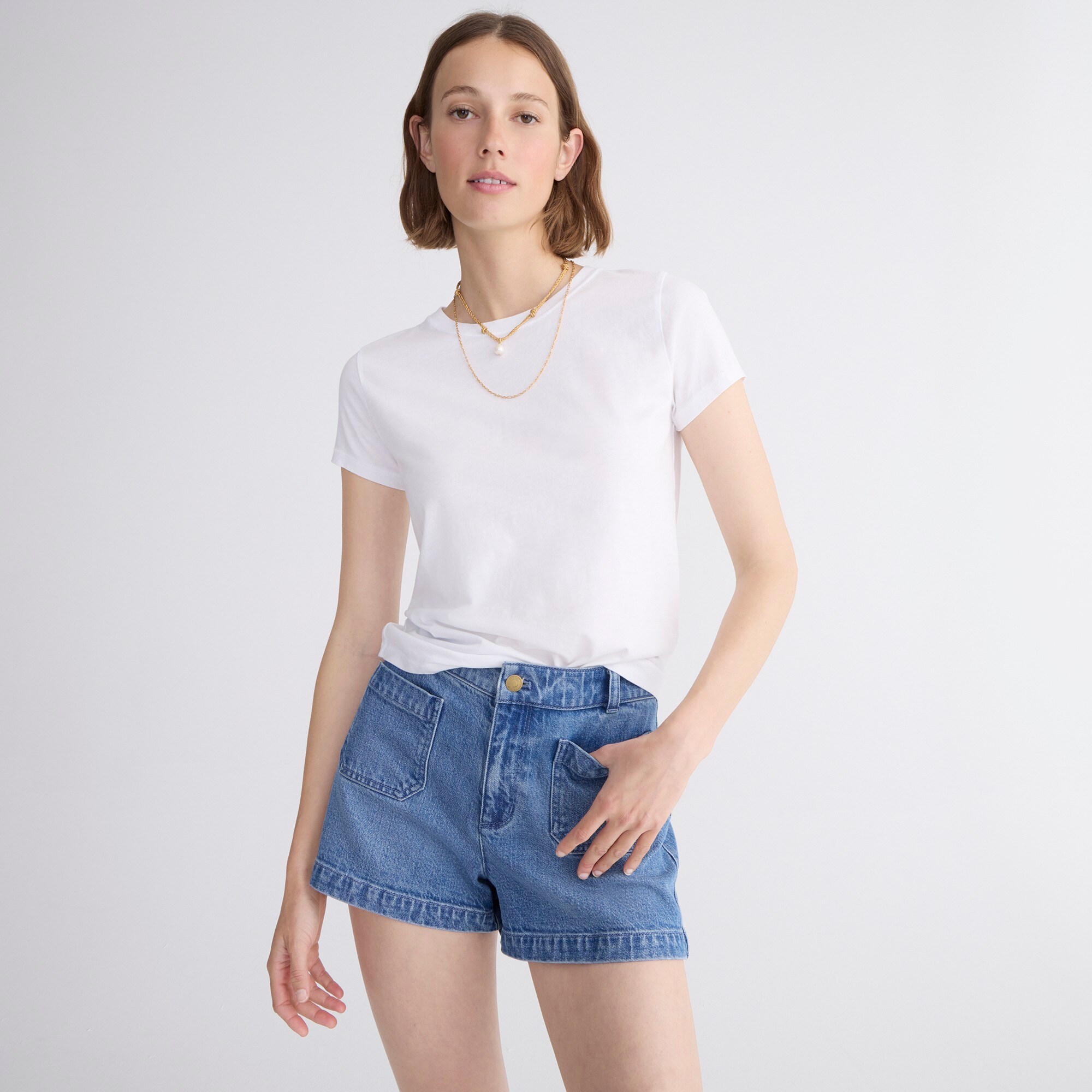 womens Slim crewneck T-shirt in premium jersey