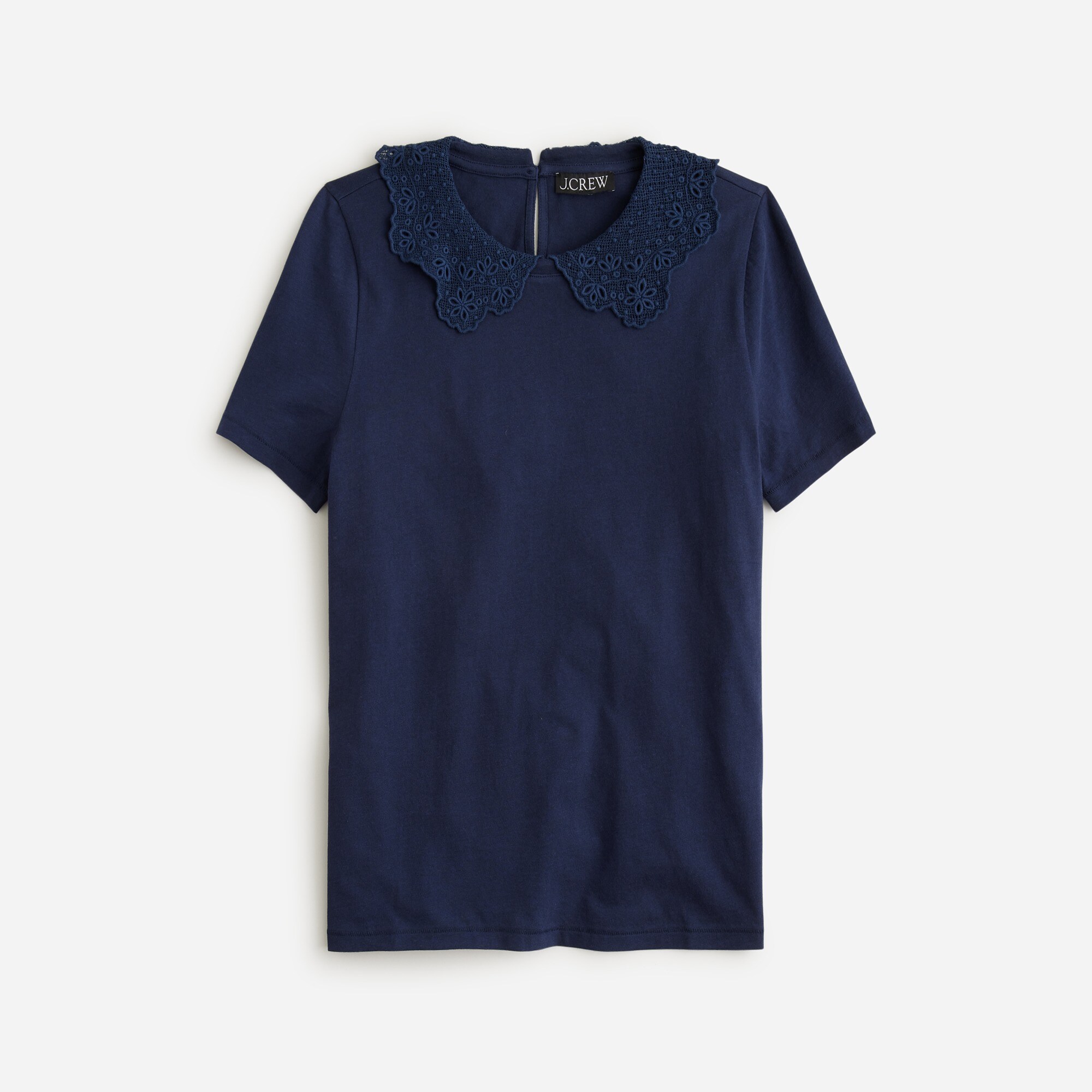  Lace-collar short-sleeve T-shirt