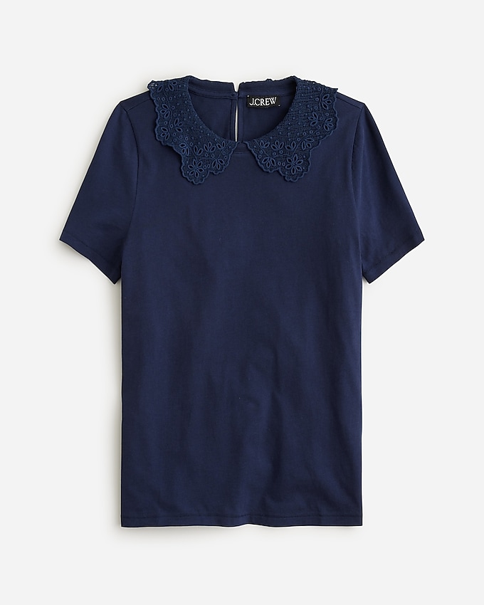J.Crew: Lace-collar Short-sleeve T-shirt For Women
