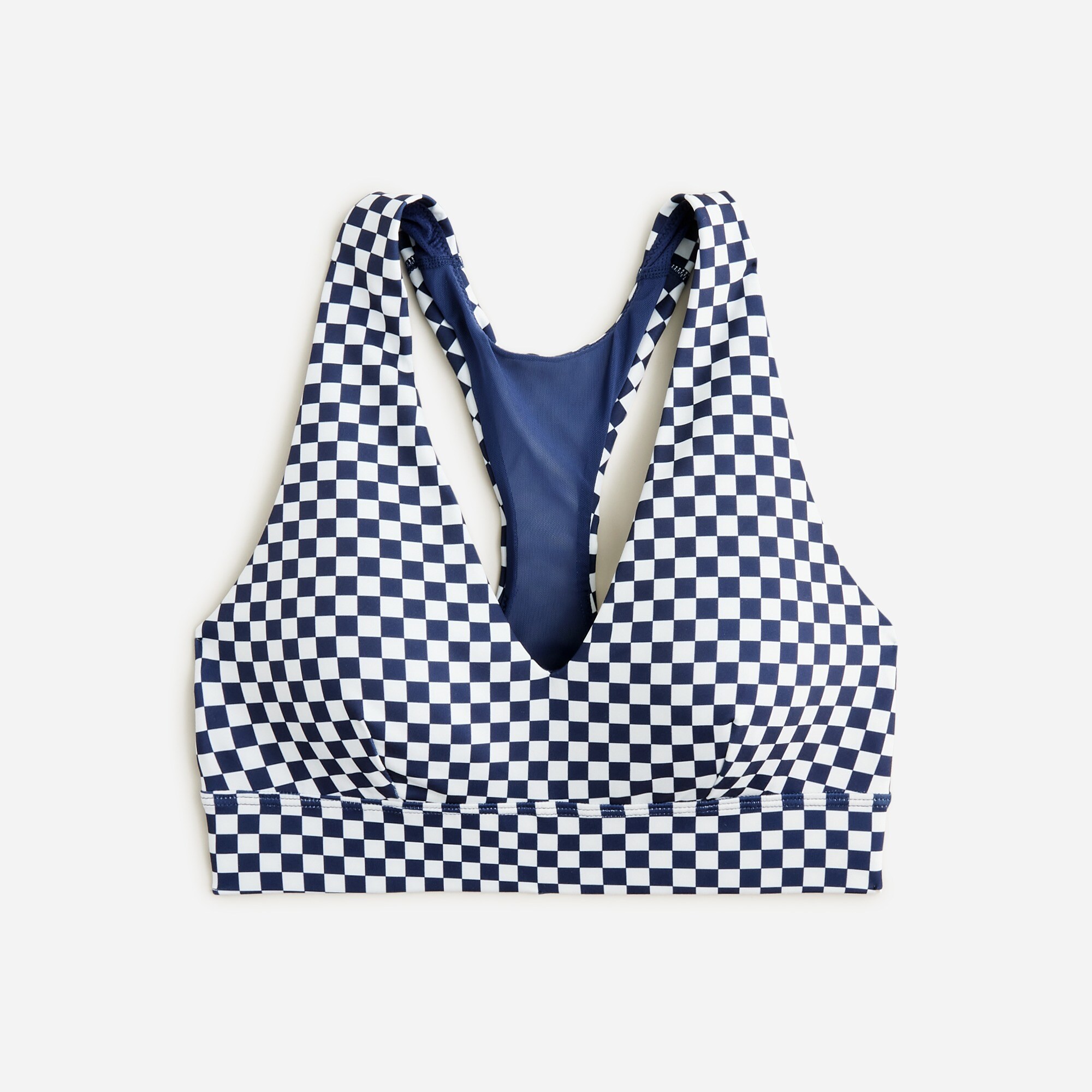 womens CloudStretch deep V-neck sports bra in checkerboard