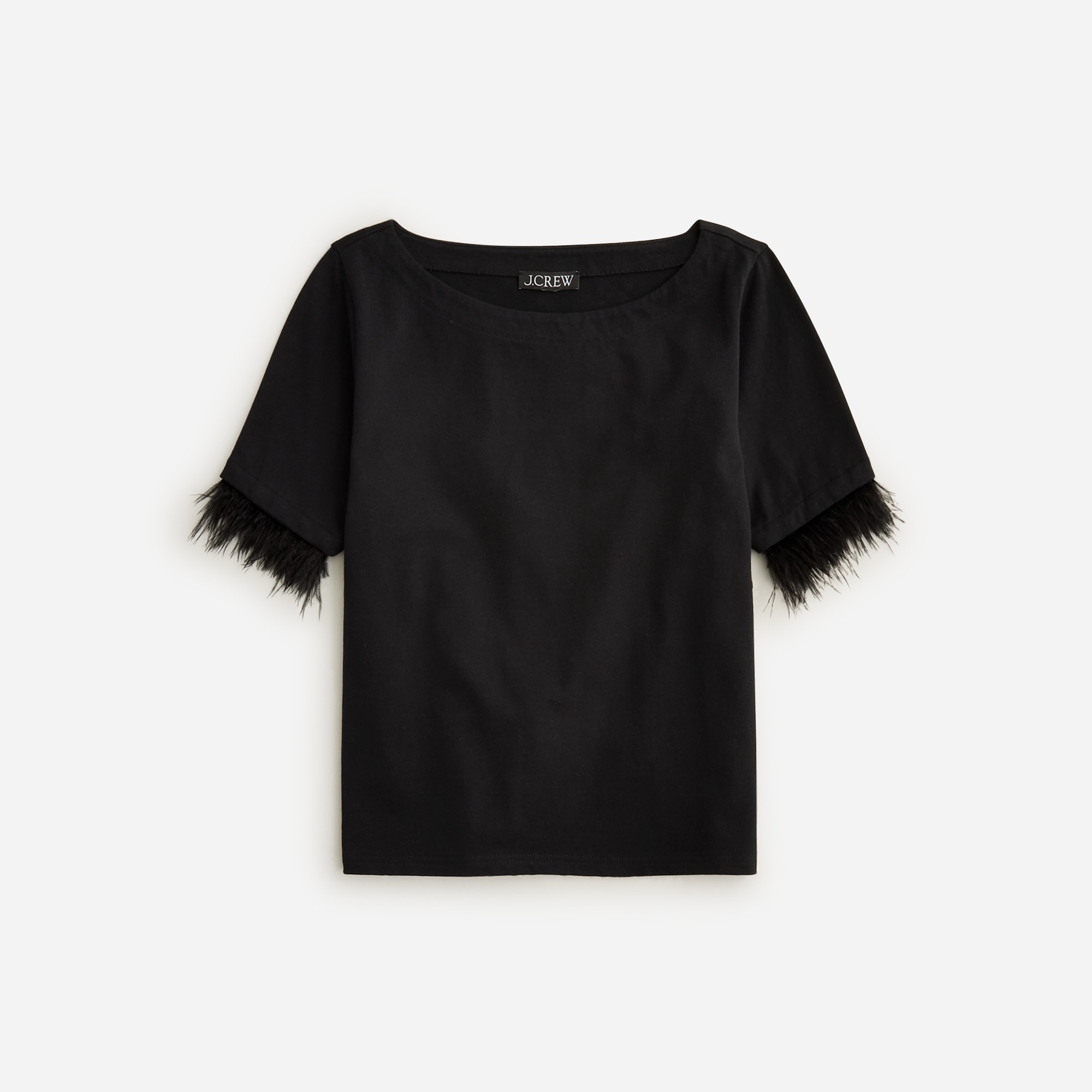 Mariner Jersey Cropped Boatneck T-shirt With Feathers For Women
