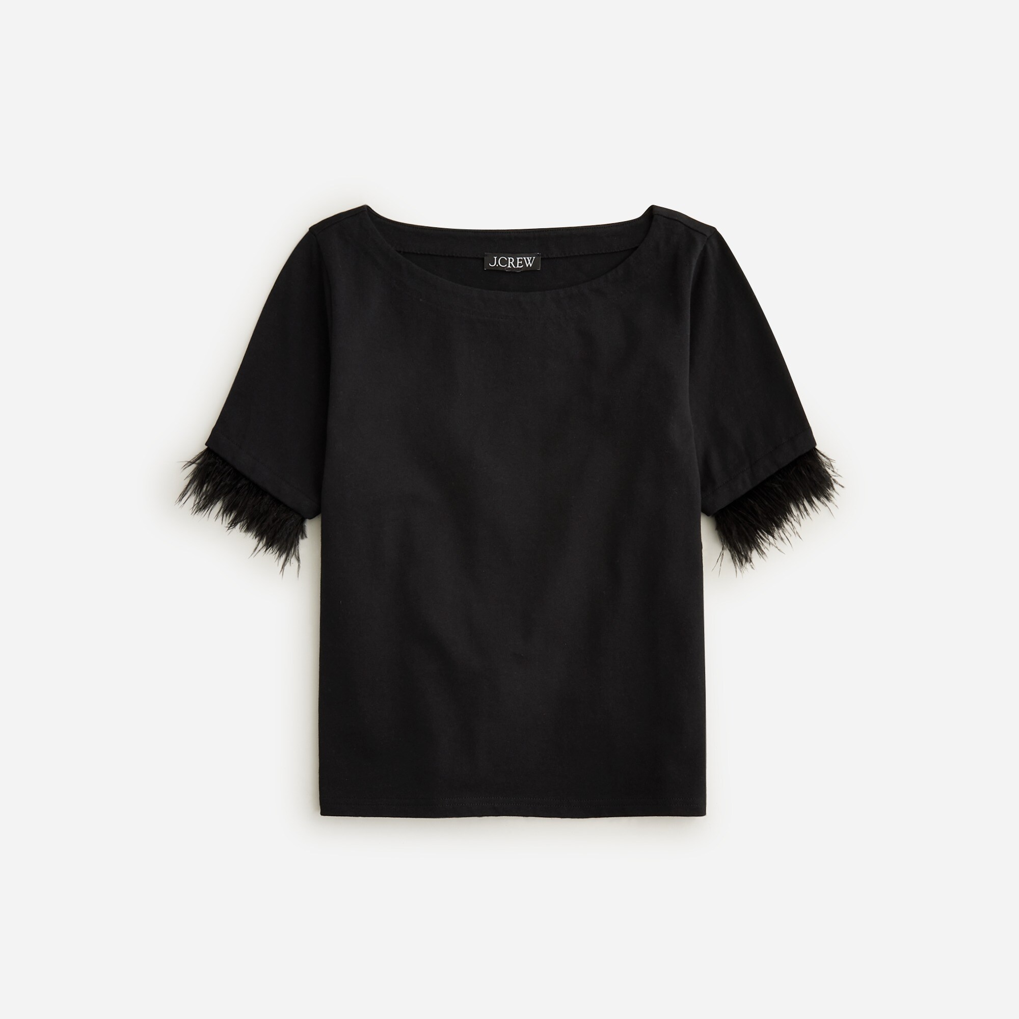 Mariner Jersey Cropped Boatneck T-shirt With Feathers For Women