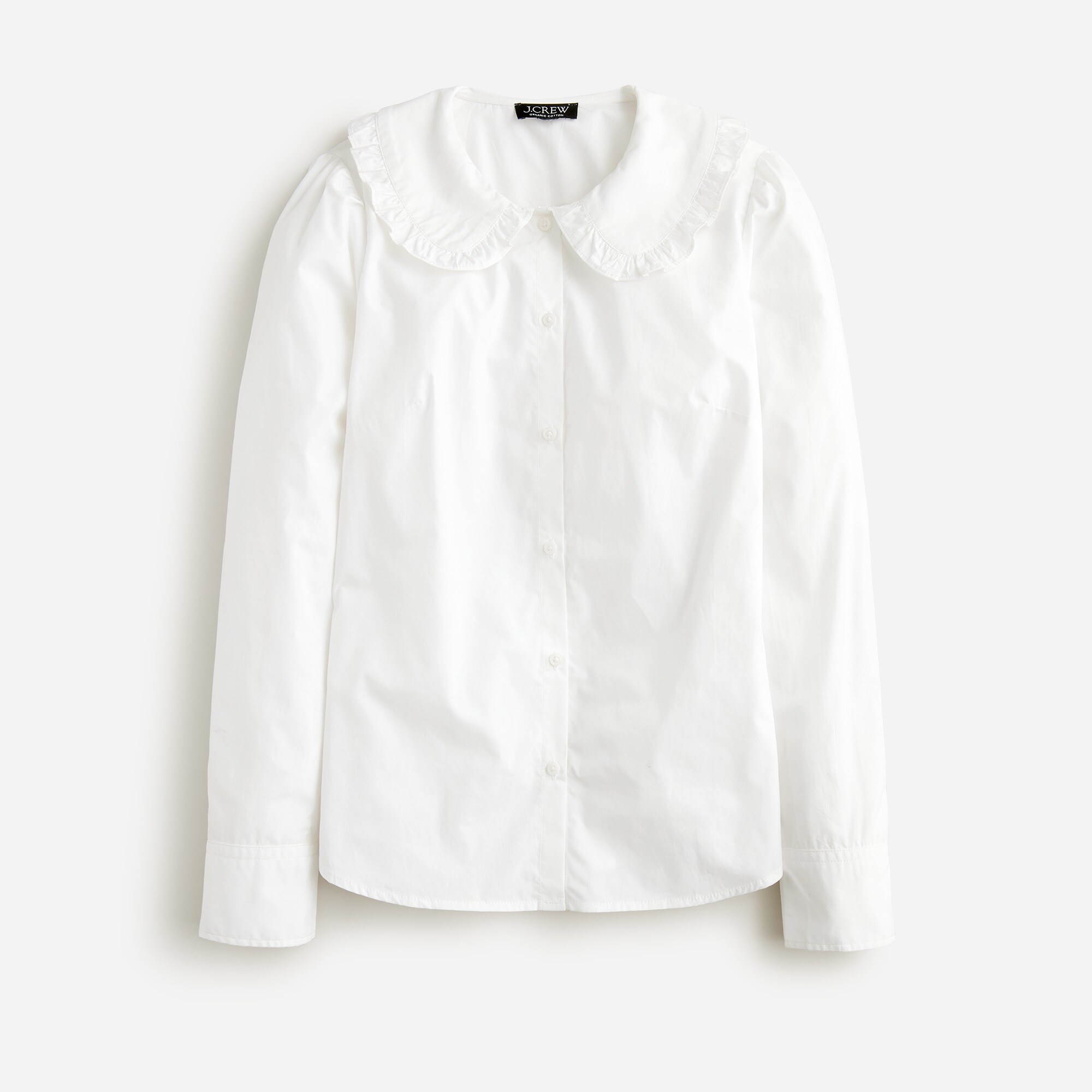 Ruffle-collar shirt in cotton poplin