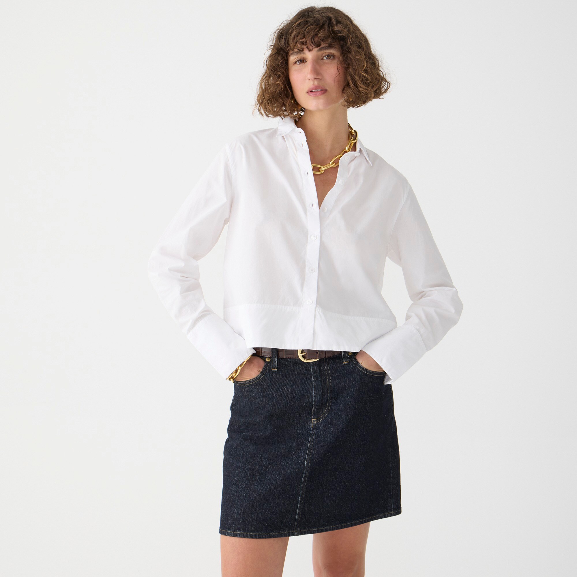 Cropped garçon shirt in cotton poplin