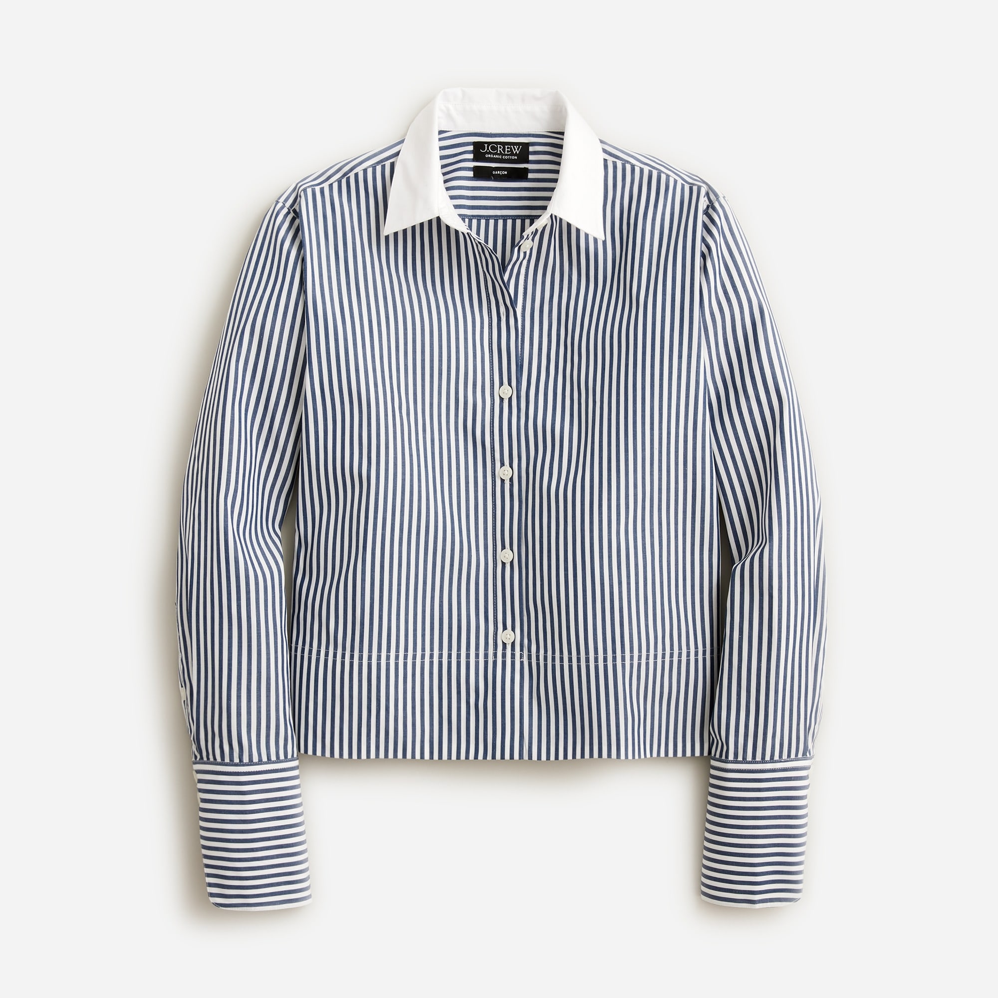  Cropped gar&ccedil;on shirt in striped print