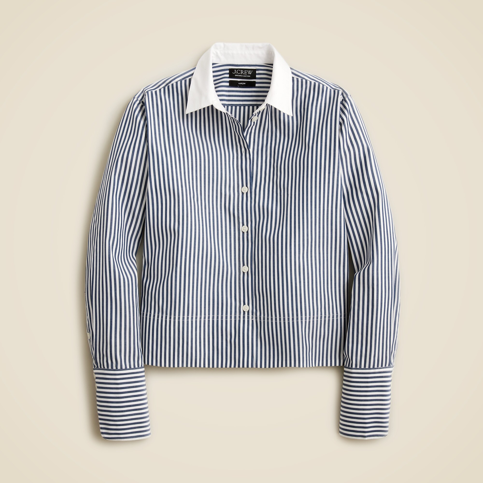 Cropped garçon shirt in striped print