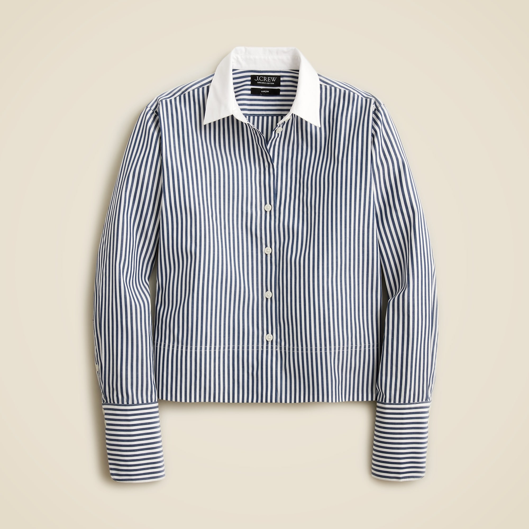 Cropped garçon shirt in striped print