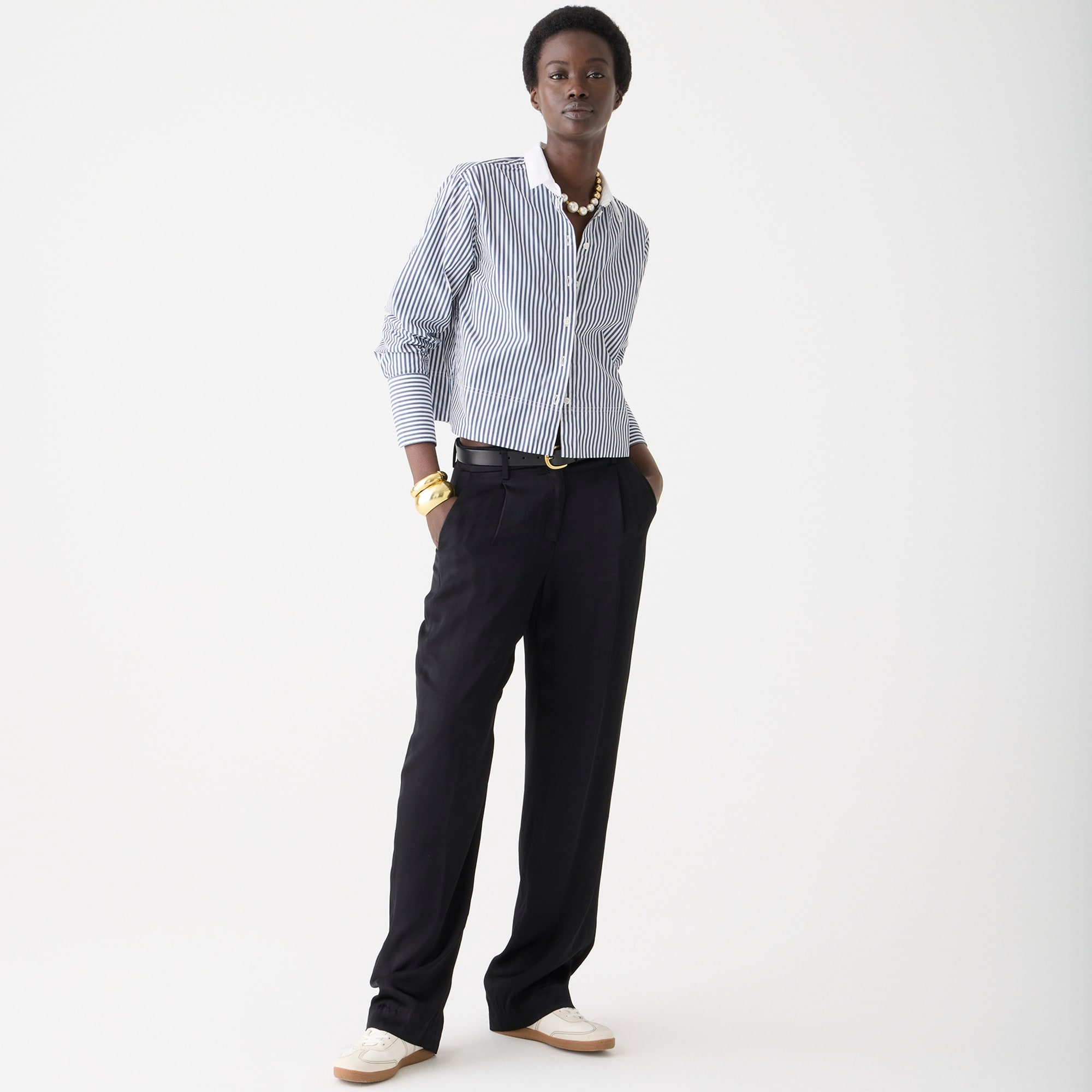 Cropped gar&ccedil;on shirt in striped print - image 3