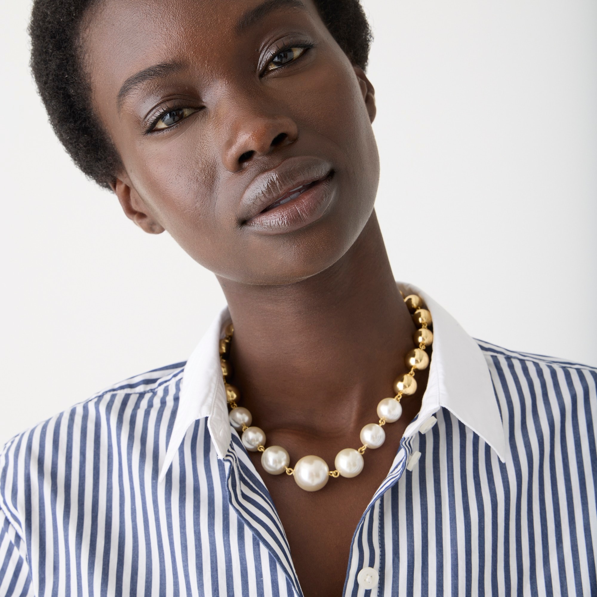 Cropped gar&ccedil;on shirt in striped print - image 4