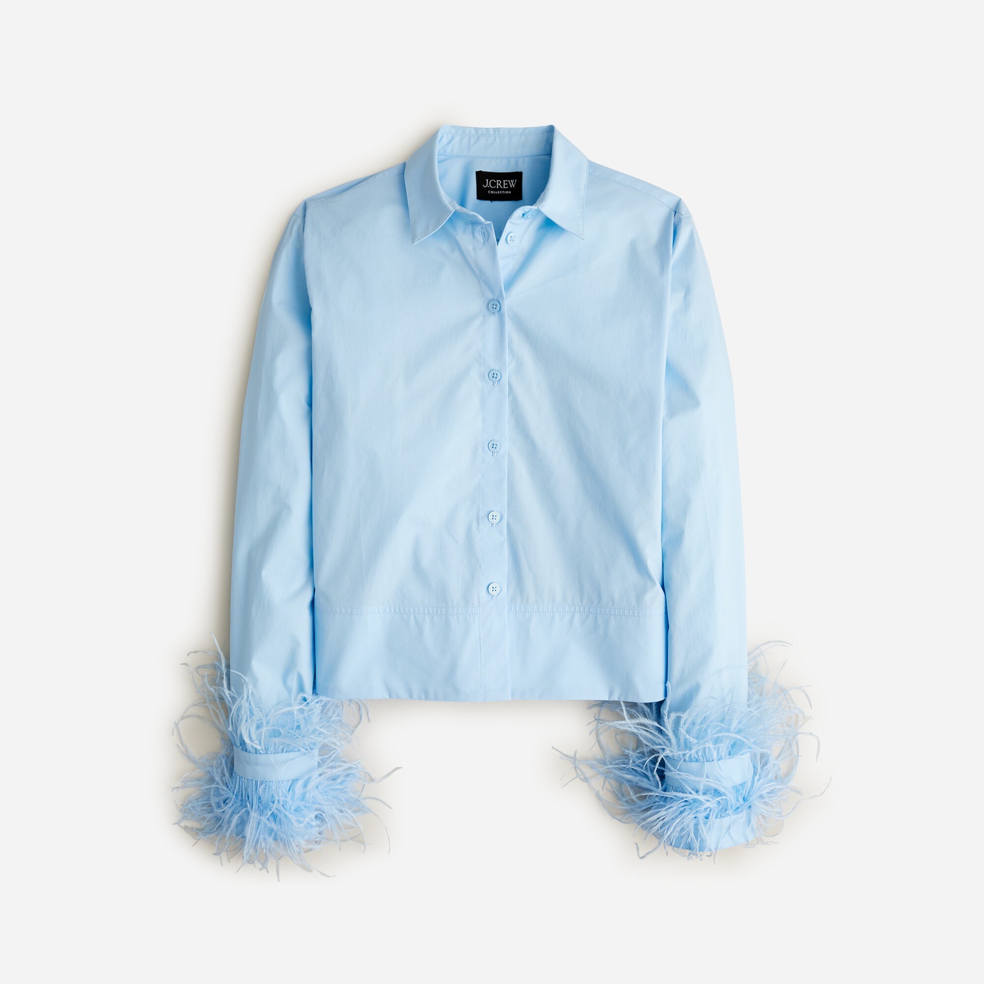 Collection cropped feather-trim garçon shirt