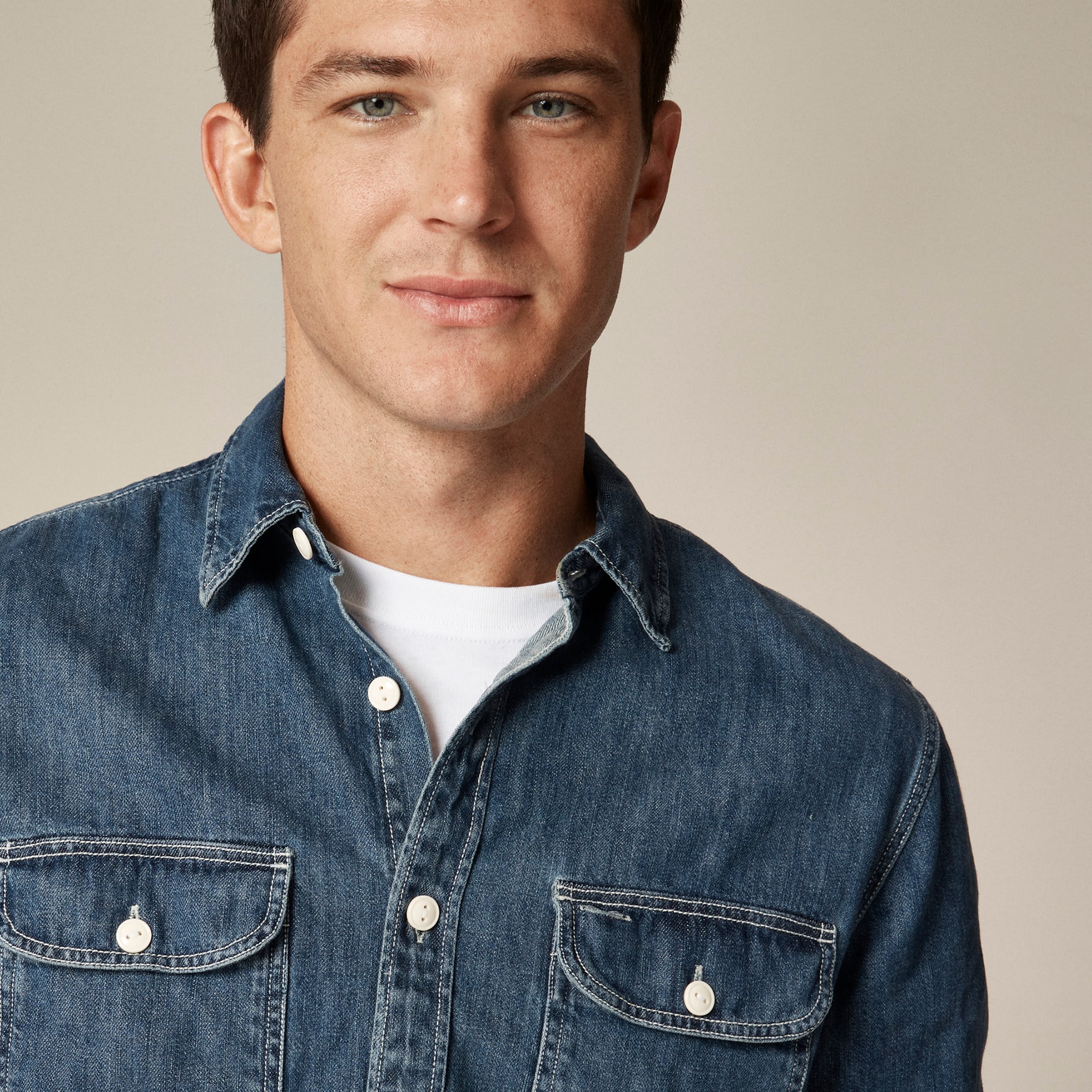 J.Crew: Midweight Denim Workshirt For Men
