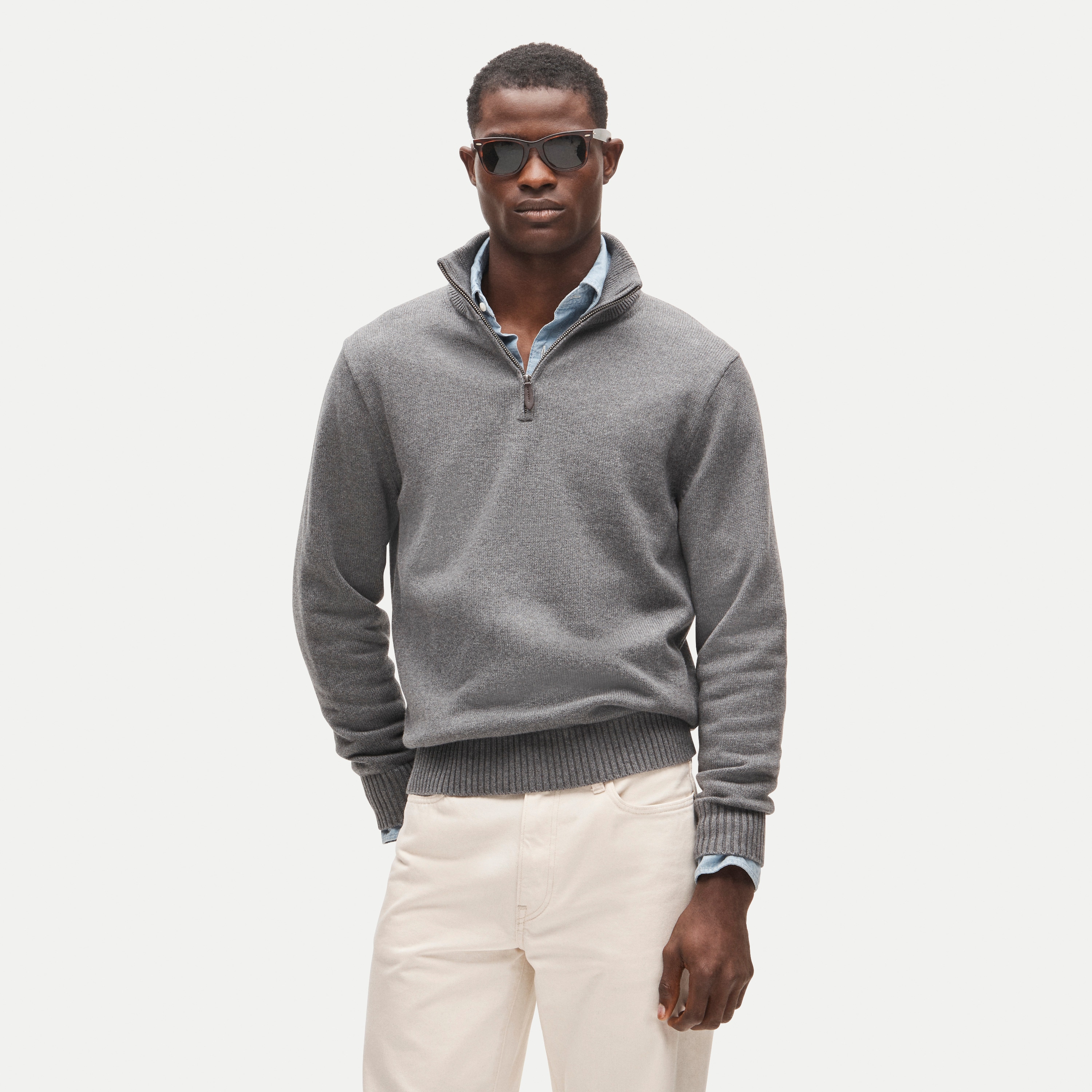 Heritage Cotton Quarter-zip Sweater In Stripe For Men | J.Crew