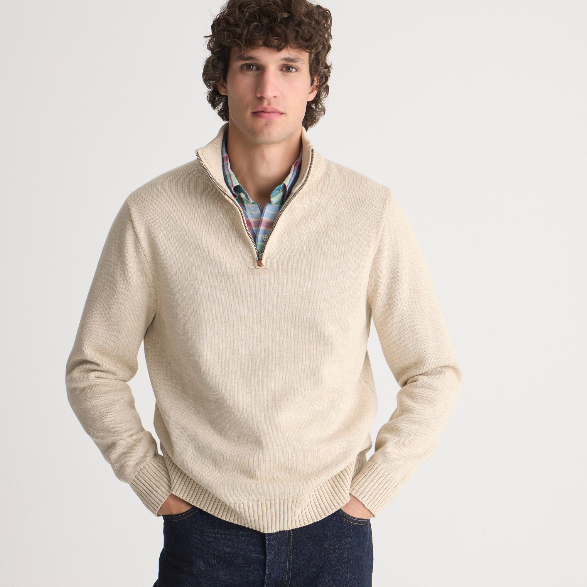  Heritage cotton half-zip sweater