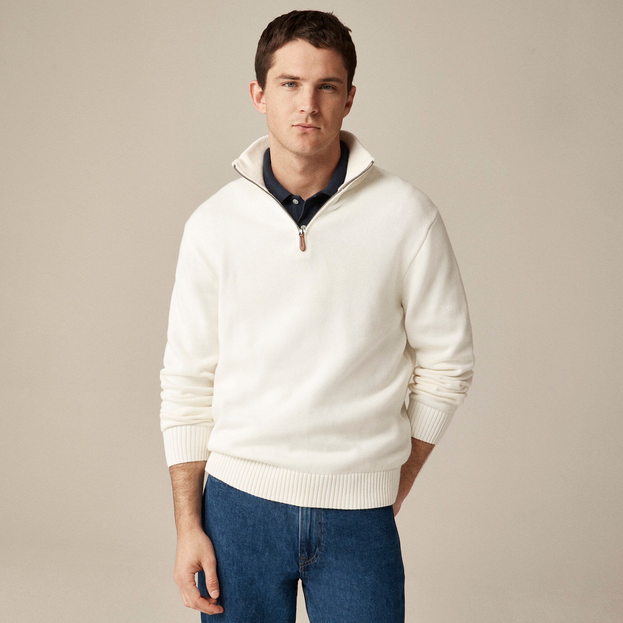 mens Heritage cotton half-zip sweater