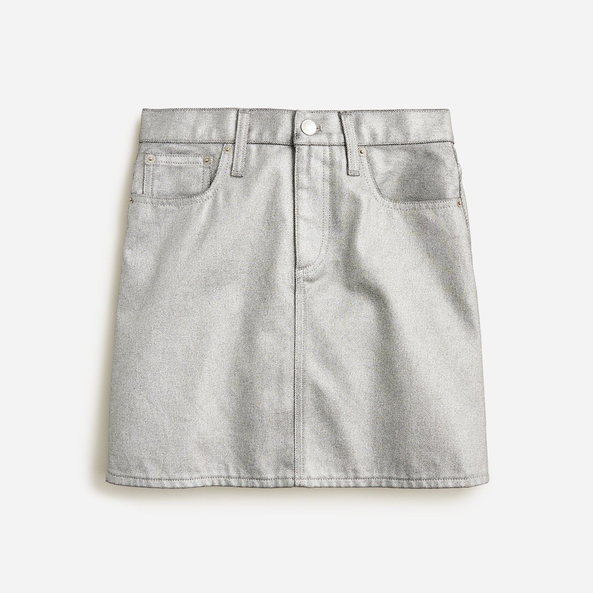 Collection denim mini skirt in silver