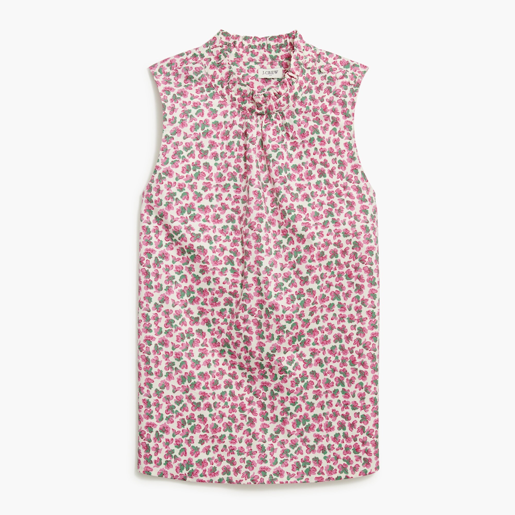 Button-ruffleneck top