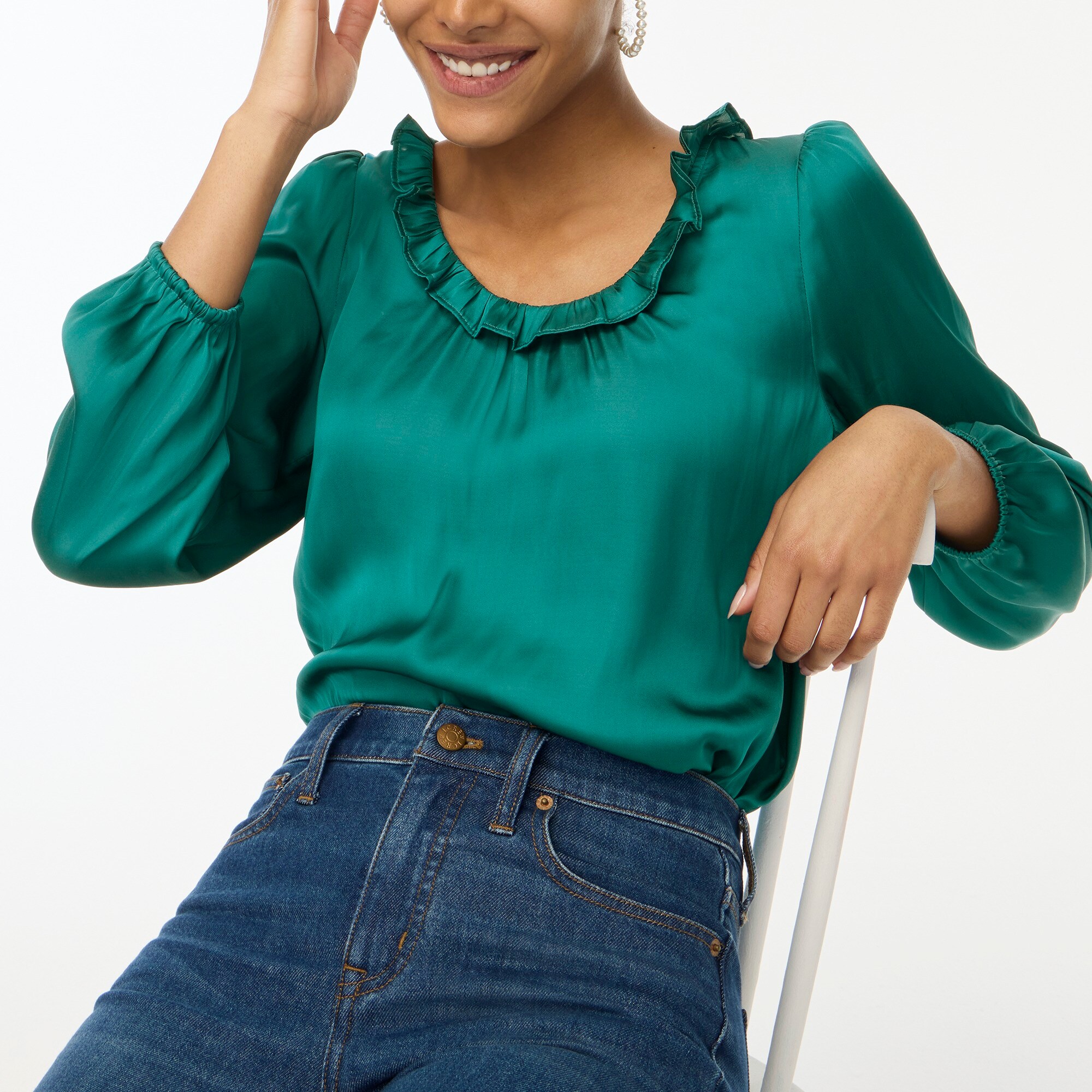 Petite ruffleneck top