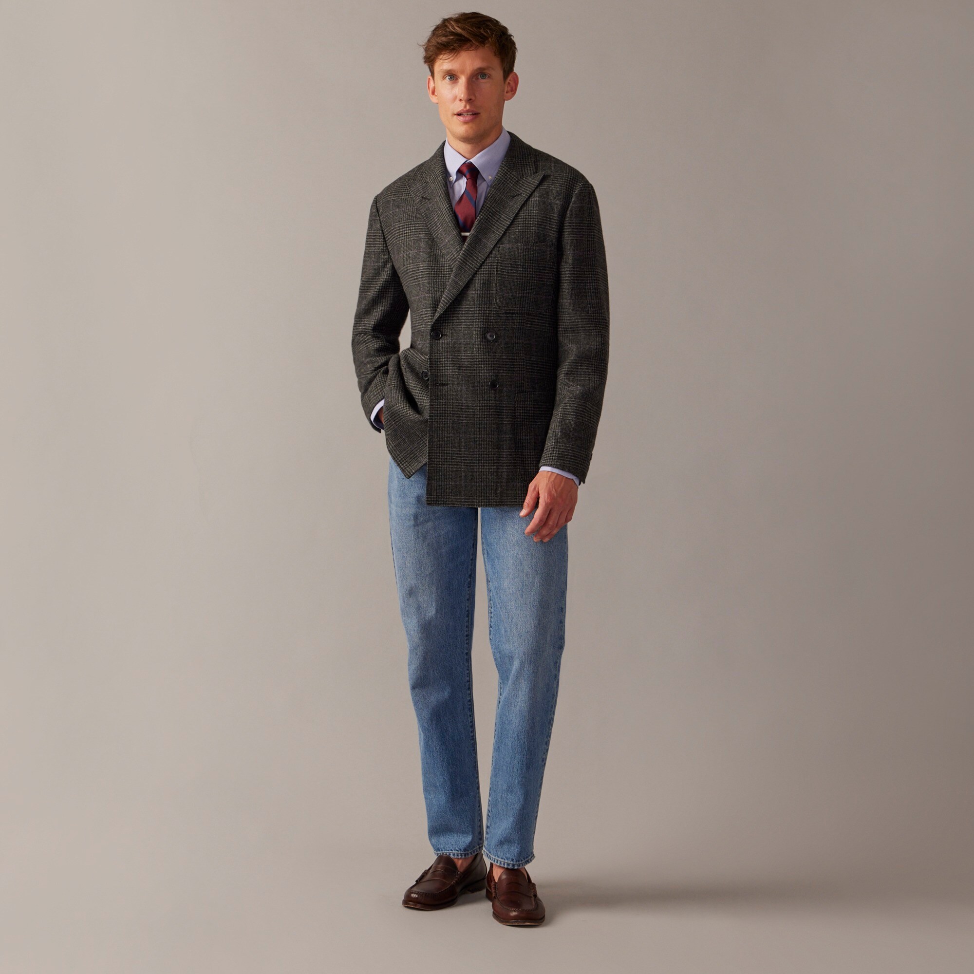 Crosby Classic-fit double-breasted blazer in plain-weave wool