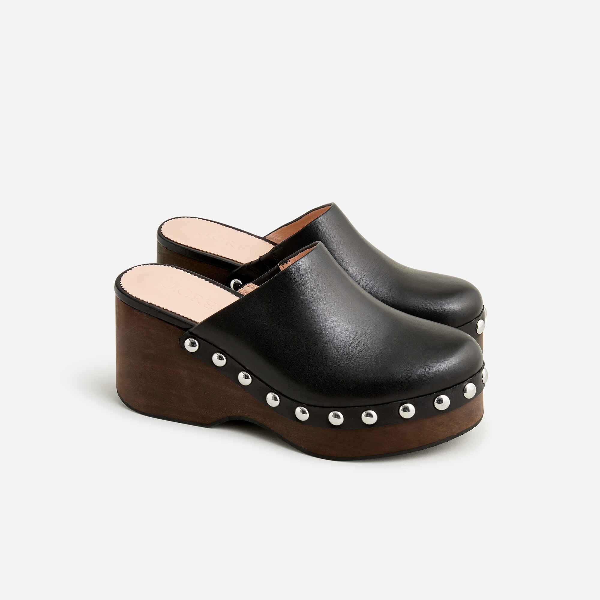 Slip-on studded platform clogs