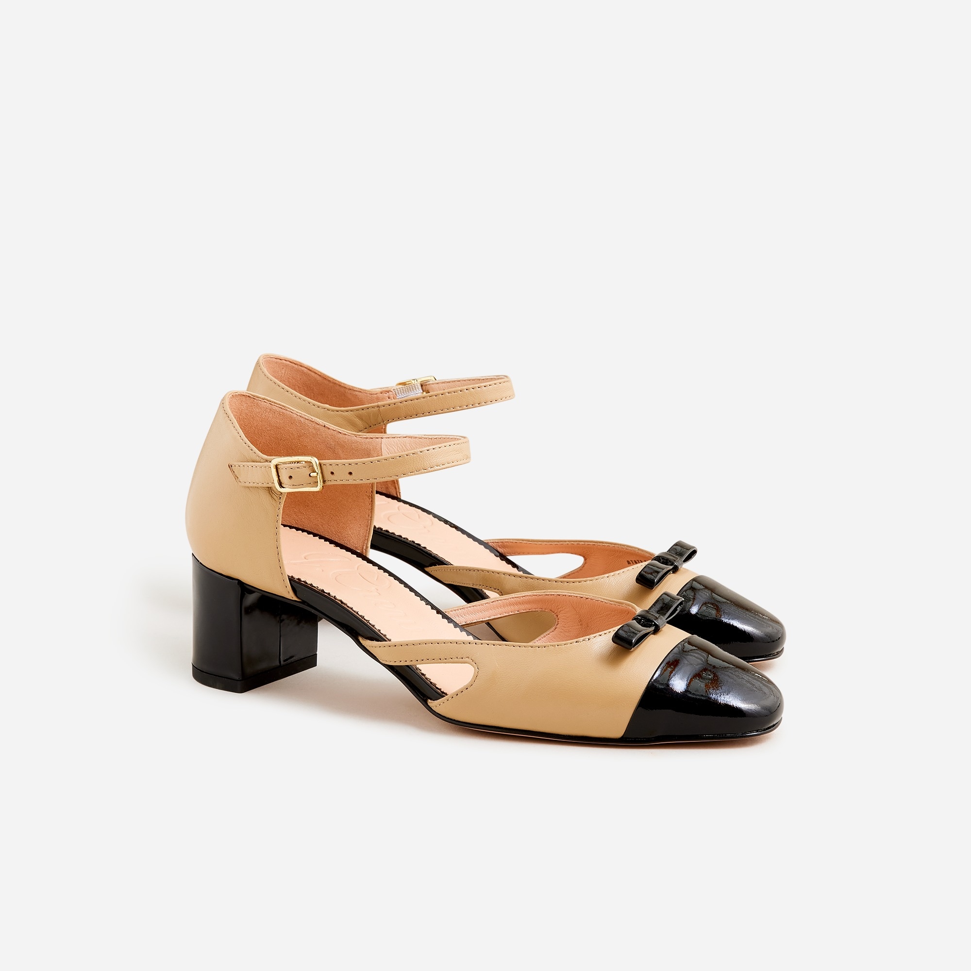 J.Crew Millie Ankle strap Cutout Heels In Leather For Women