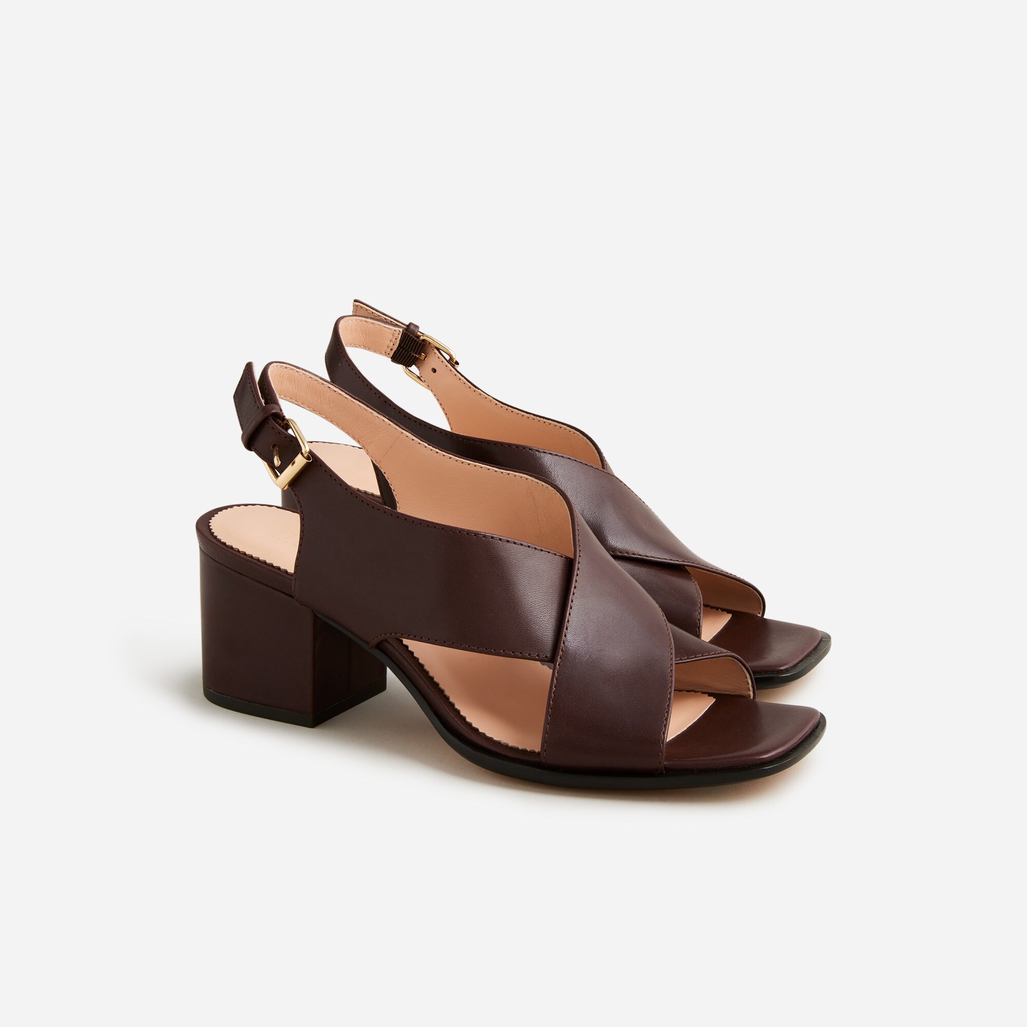  Dylan crisscross block-heel sandals in leather