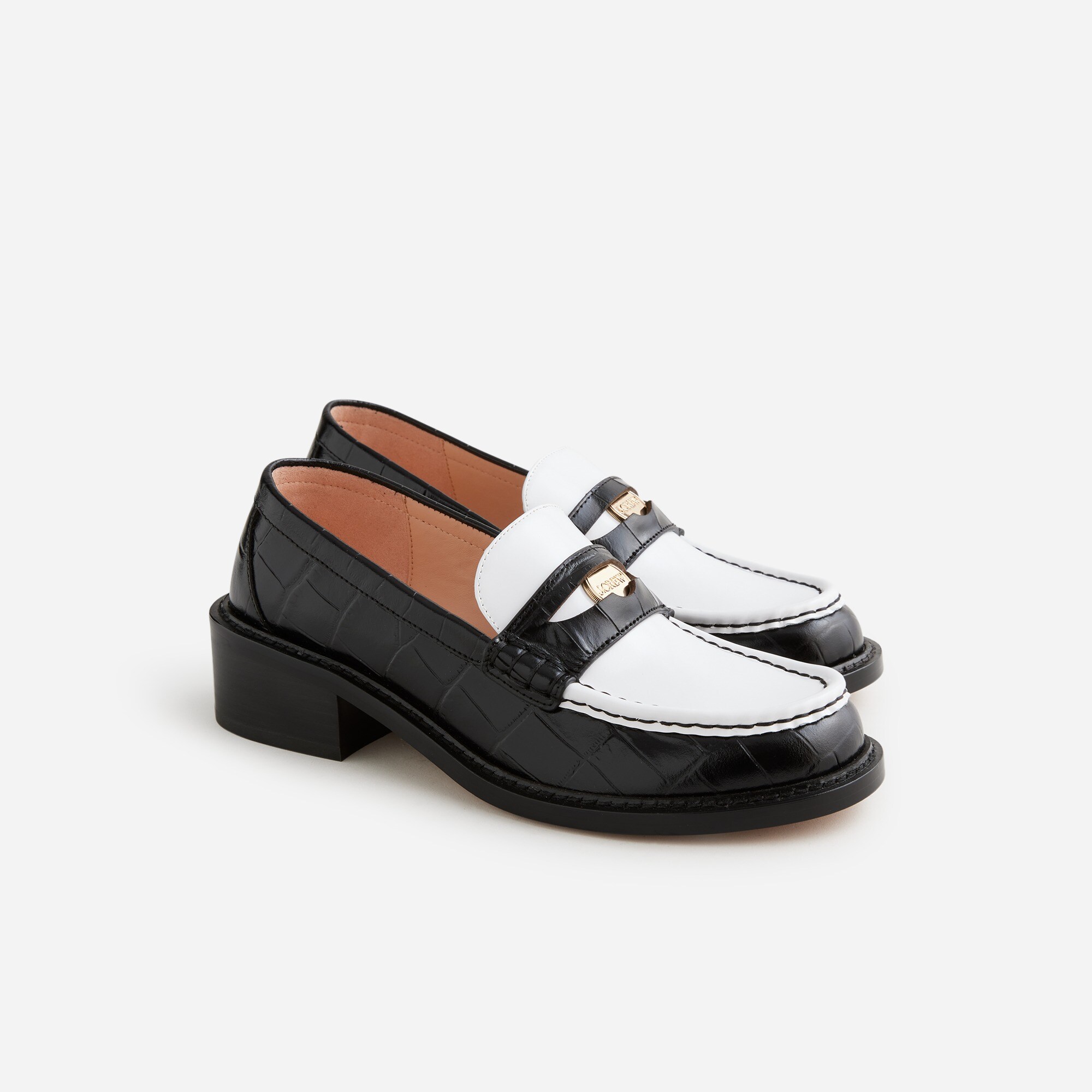  Coin loafers in croc-embossed leather