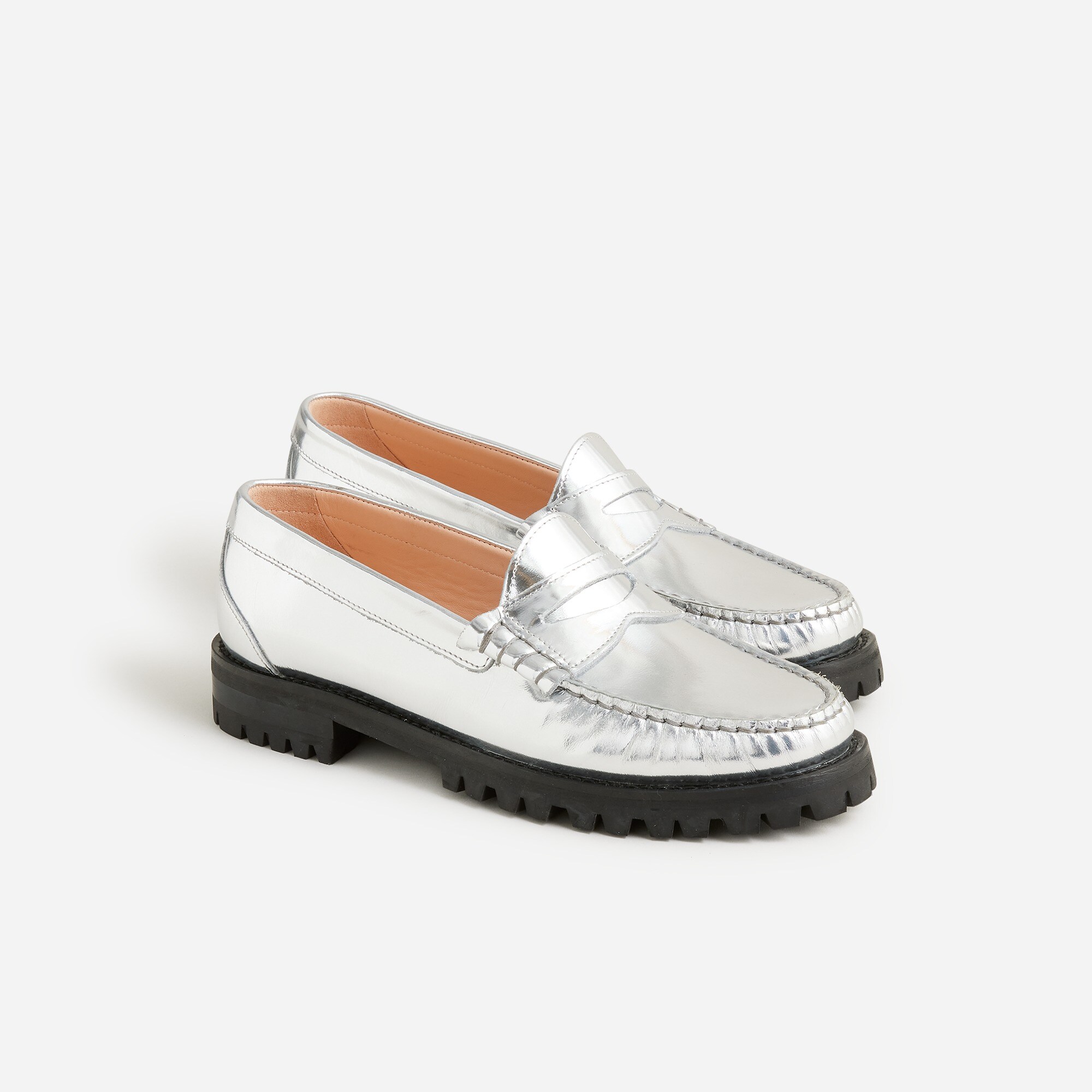 womens Winona lug-sole penny loafers in metallic leather