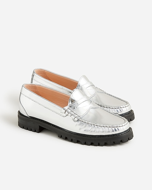 womens Winona lug-sole penny loafers in metallic leather
