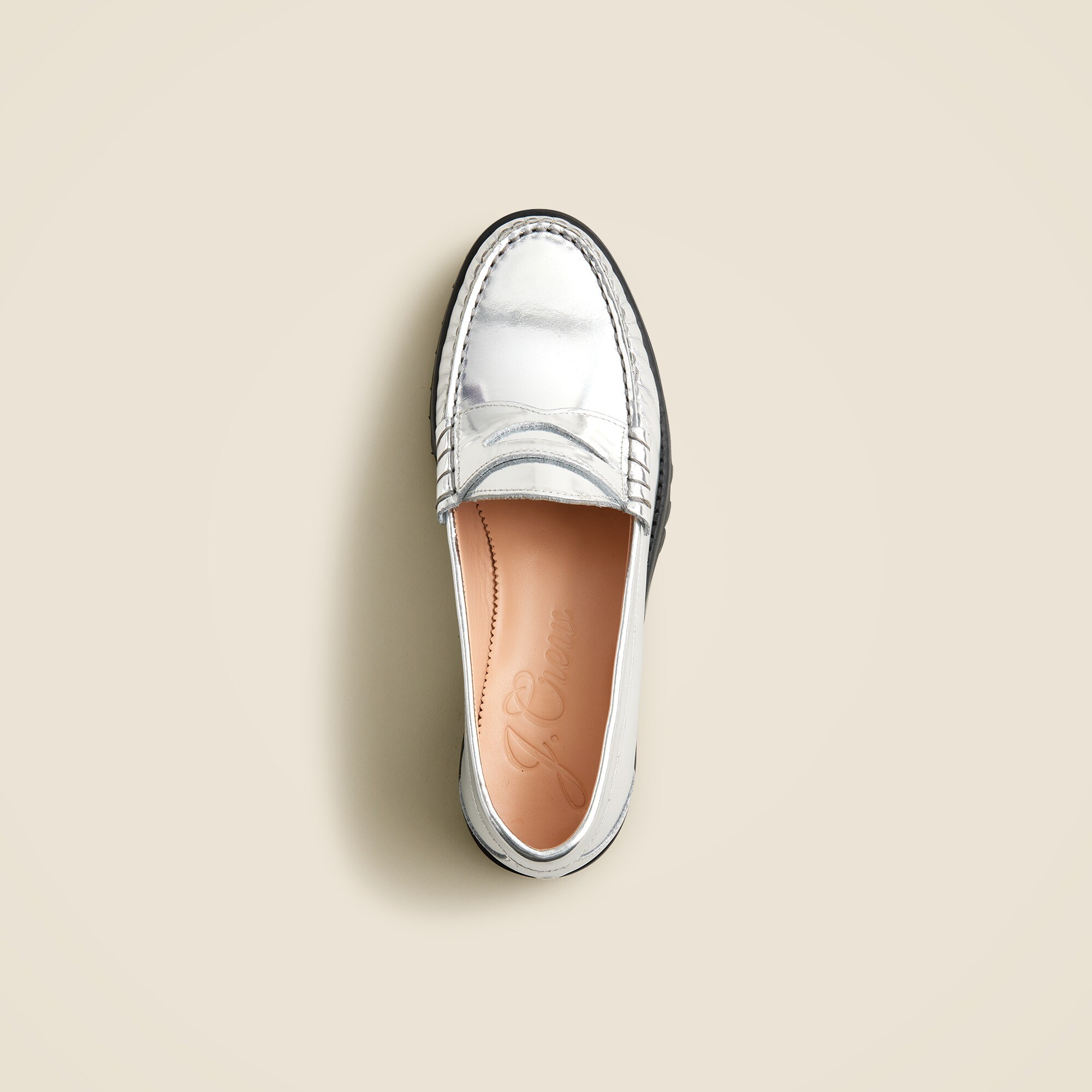 Winona lug-sole penny loafers in metallic leather