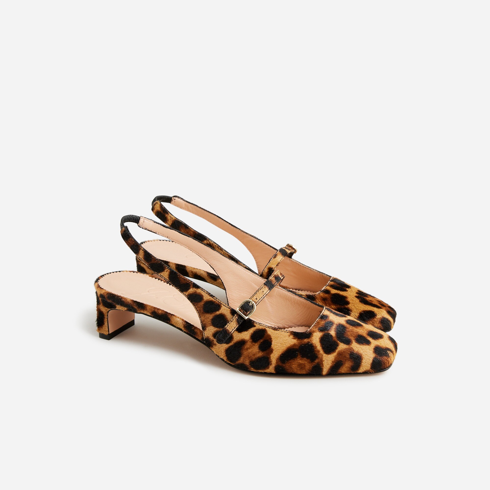 Layla slingback Mary Jane heels in leopard calf hair