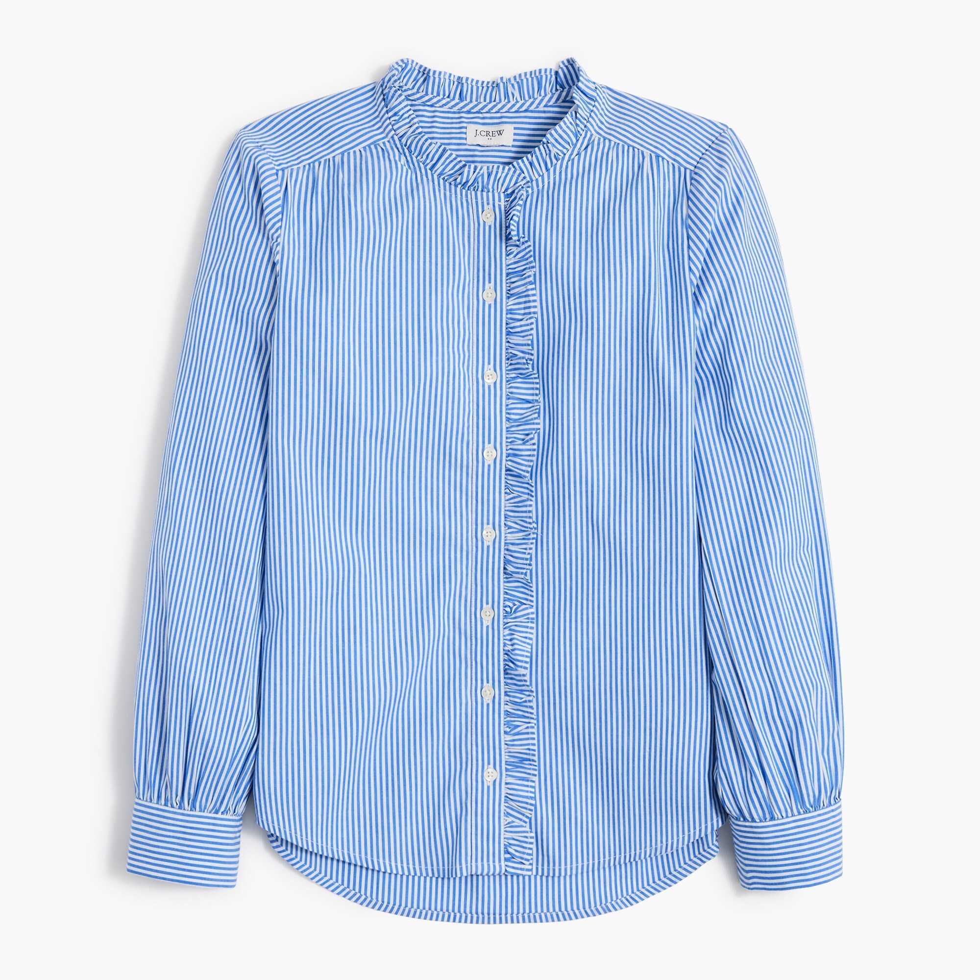  Ruffle-placket button-up top