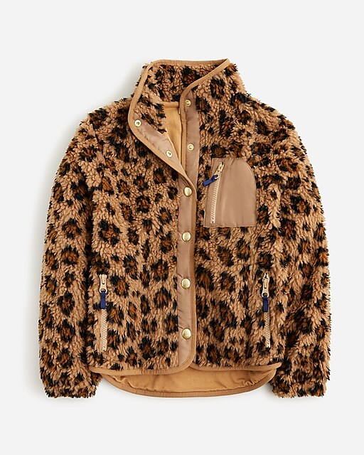  Girls' sherpa jacket in leopard print