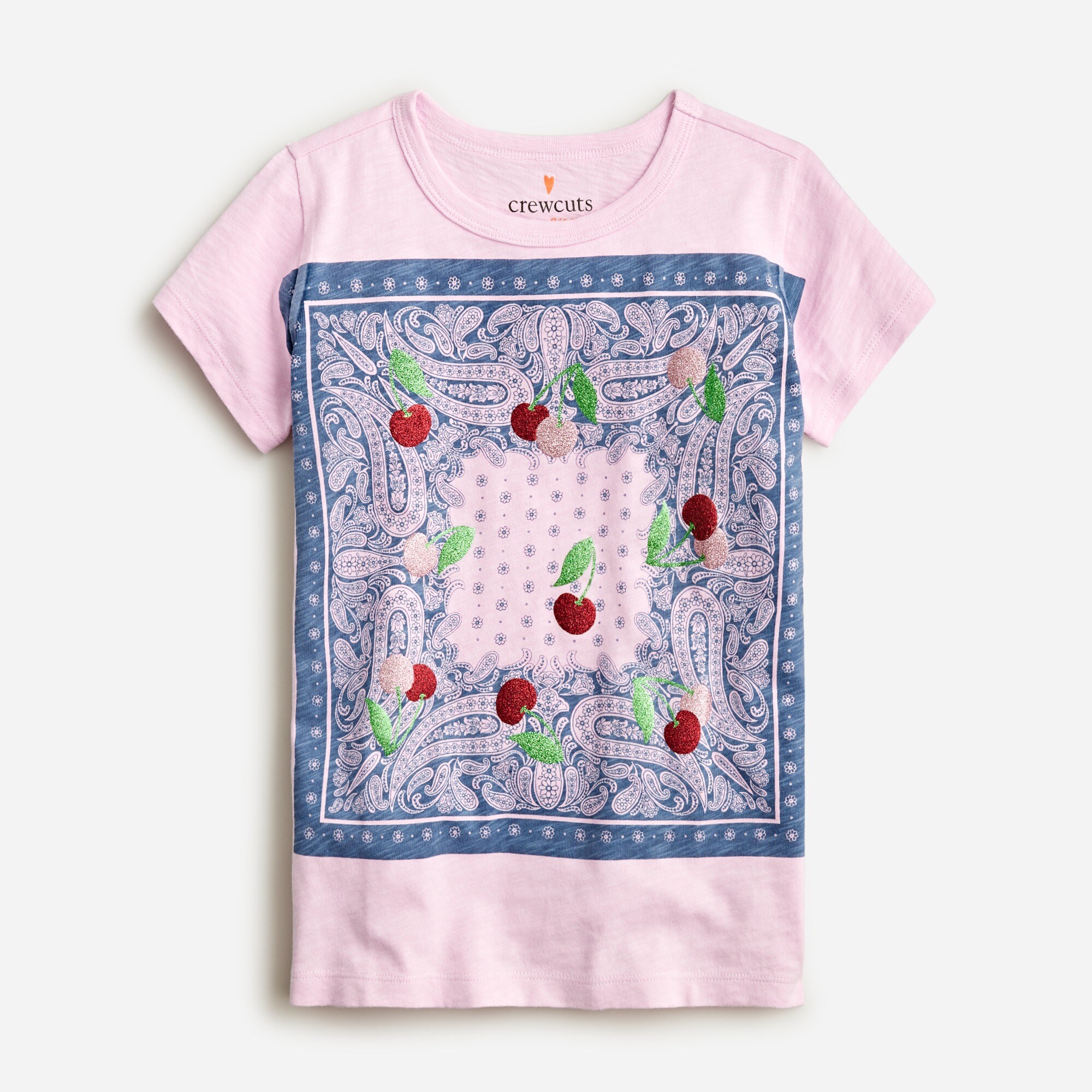 girls Girls' glitter cherry bandana graphic T-shirt