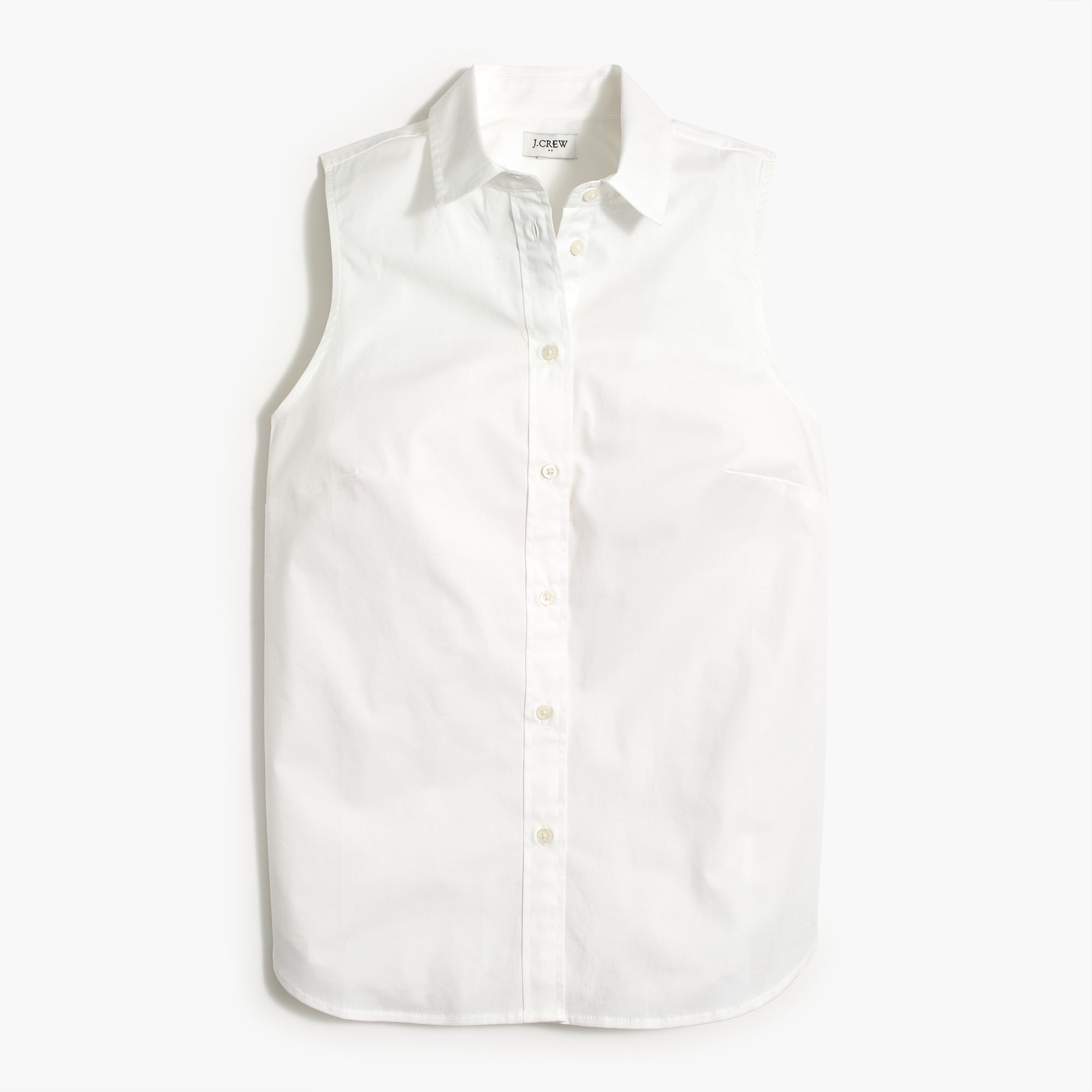 Sleeveless cotton poplin shirt signature fit
