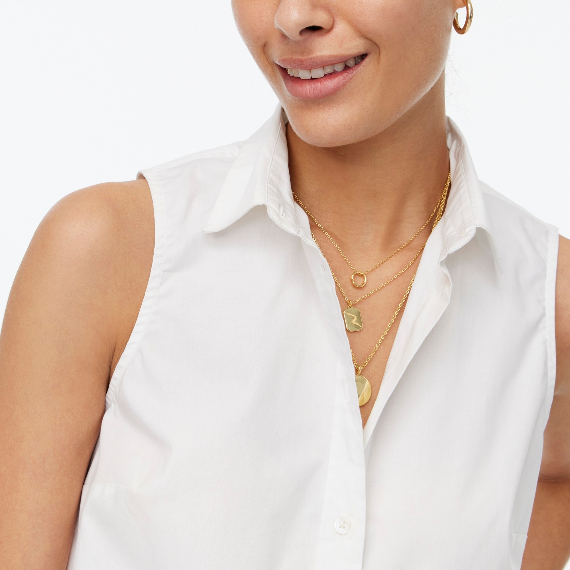 womens Sleeveless cotton poplin shirt in signature fit